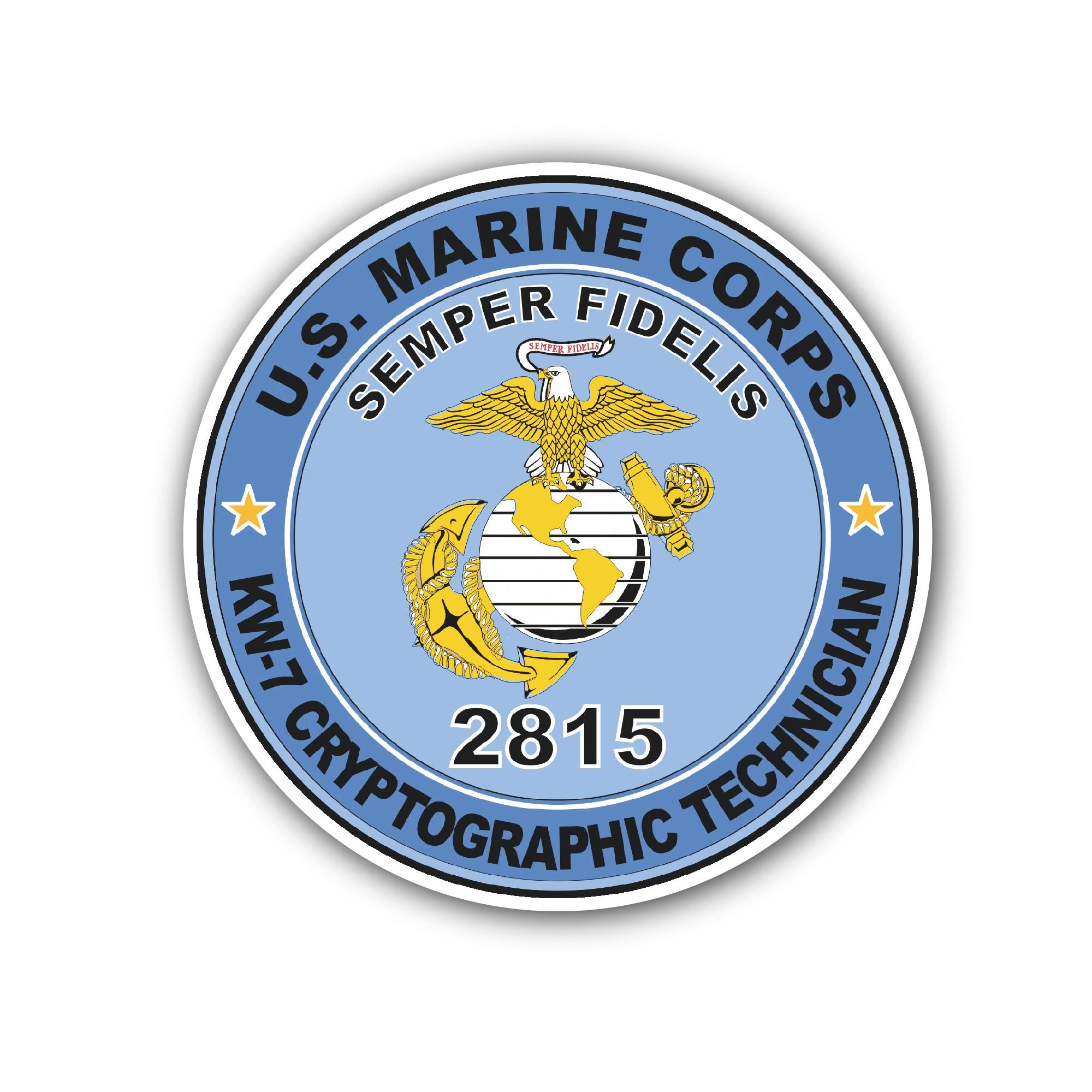 KW-7 Cryptographic Technician MOS 2815 U.S.M.C Military Sticker, Waterproof Vinyl Decal Sticker Indoor Or Outdoor 2 (Pieces) 3" and 5"