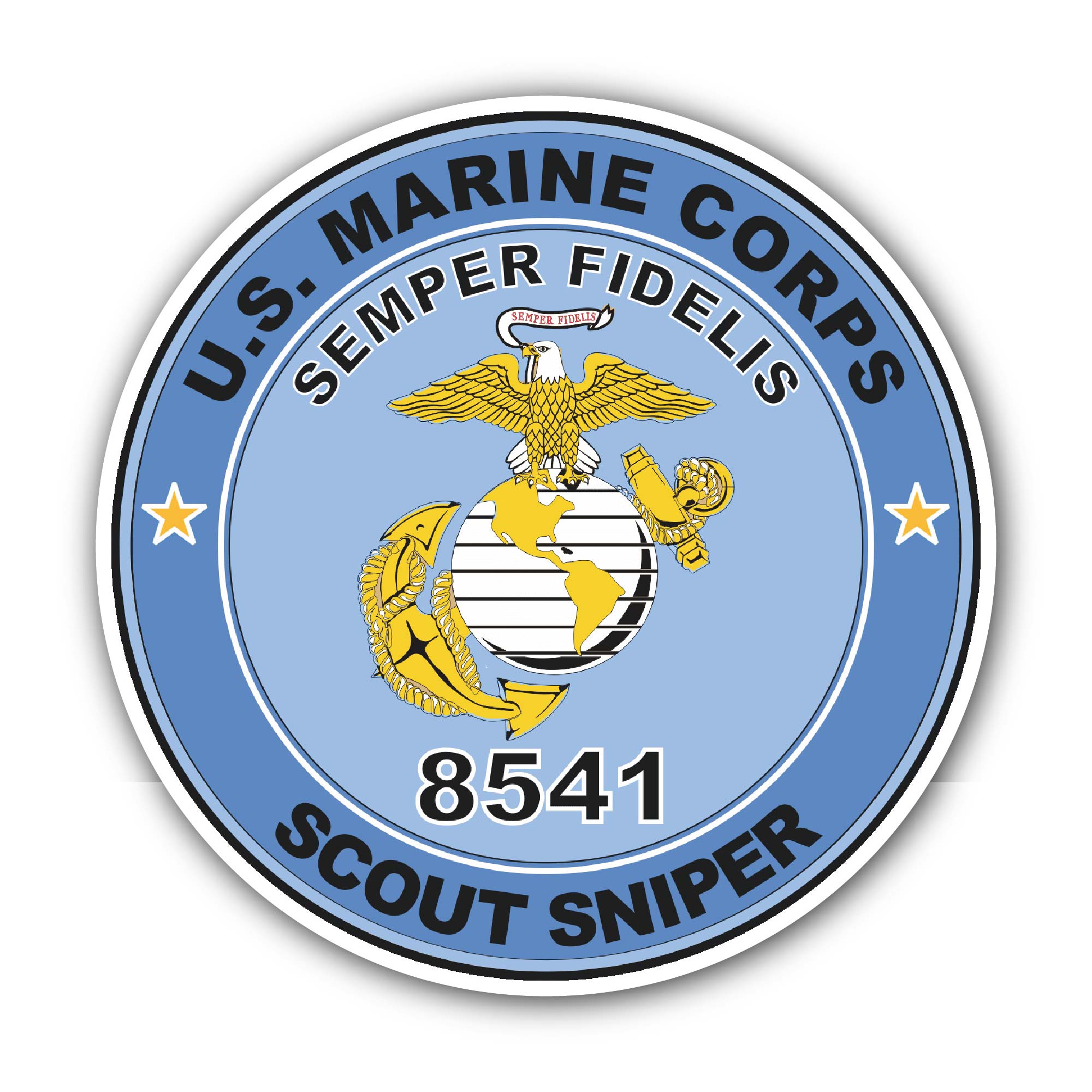 U.S.M.C. MOS 8541 Scout Sniper Sticker, Waterproof Vinyl Decal Sticker Indoor Or Outdoor 2 (Pieces) 3" and 5"