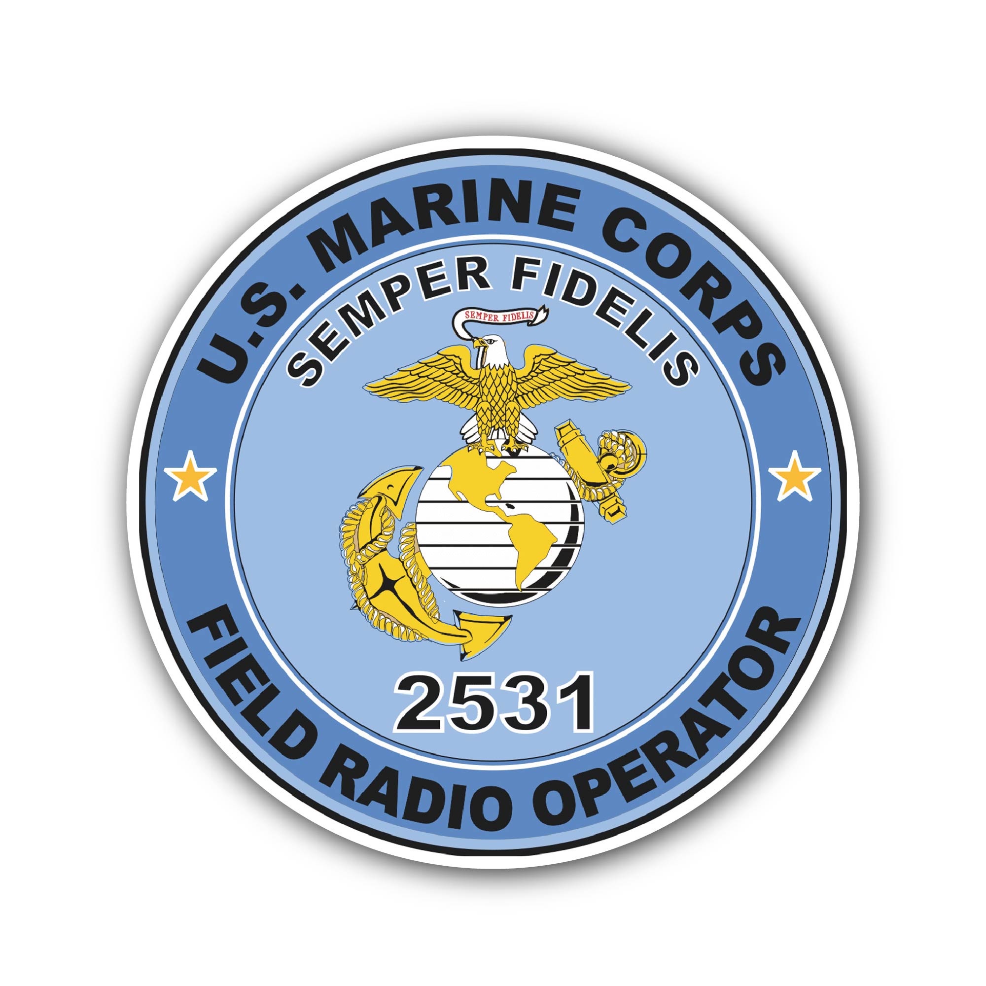 U.S.M.C. MOS 2531 Field Radio Operator Sticker, Waterproof Vinyl Decal Sticker Indoor Or Outdoor 2 (Pieces) 3" and 5"