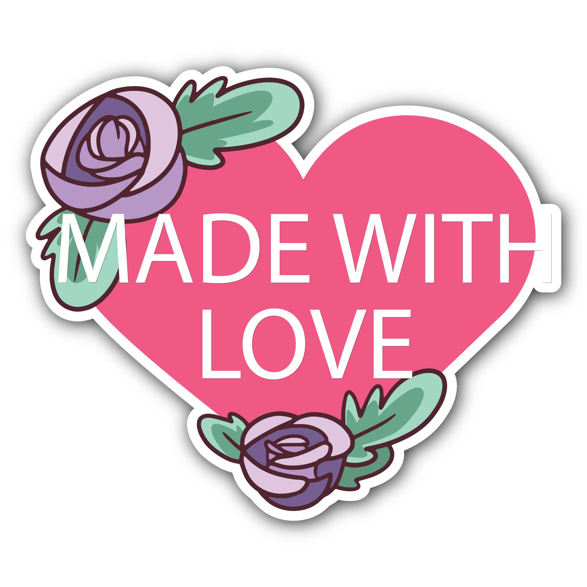 Heart Lock Made with Love Sticker, Waterproof Vinyl Decal Sticker Indoor Or Outdoor 2 (Pieces) 3" and 5"