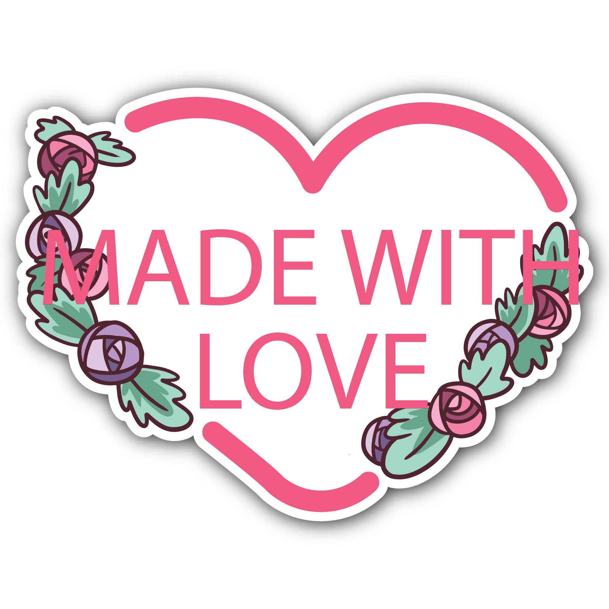 Heart Lock Made with Love Sticker, Waterproof Vinyl Decal Sticker Indoor Or Outdoor 2 (Pieces) 3" and 5"