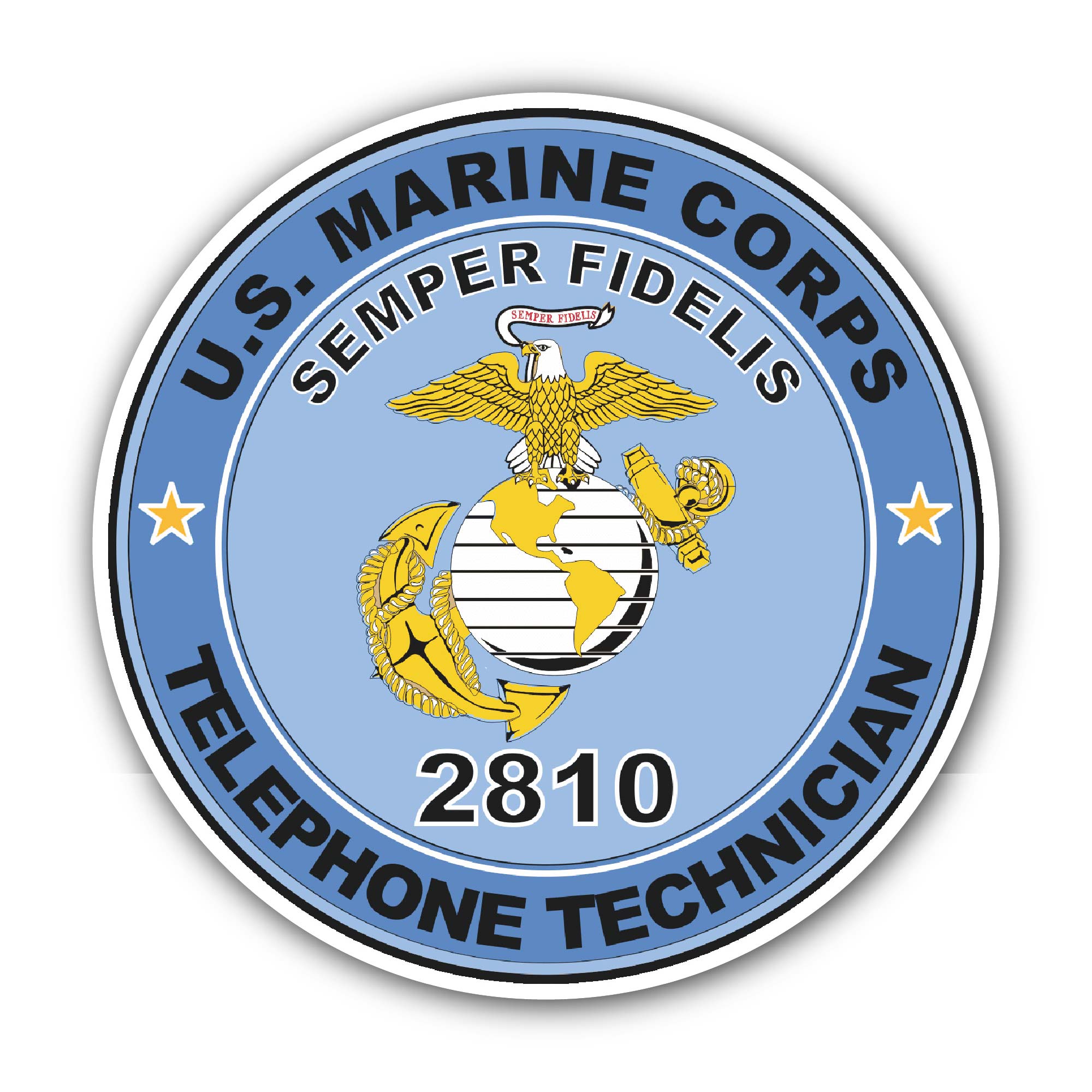 U.S.M.C. MOS 2810 Telephone Technician Sticker, Waterproof Vinyl Decal Sticker Indoor Or Outdoor 2 (Pieces) 3" and 5"