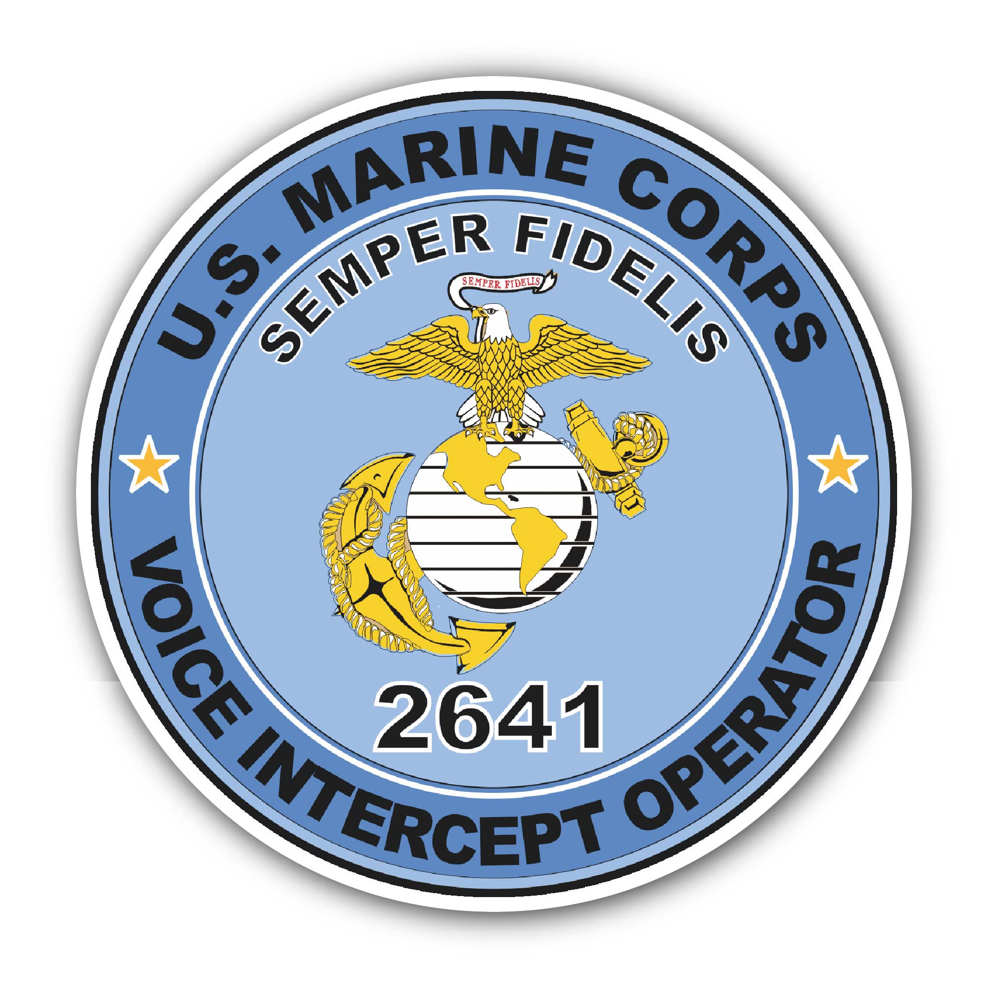 U.S.M.C. MOS 2641 Voice Intercept Operator Sticker, Waterproof Vinyl Decal Sticker Indoor Or Outdoor 2 (Pieces) 3" and 5"