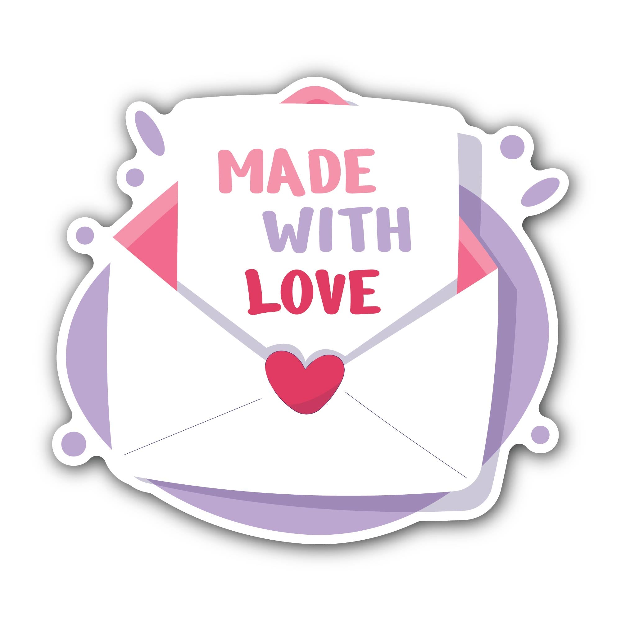 Made with Love Letter Sticker, Waterproof Vinyl Decal Sticker Indoor Or Outdoor 2 (Pieces) 3" and 5"