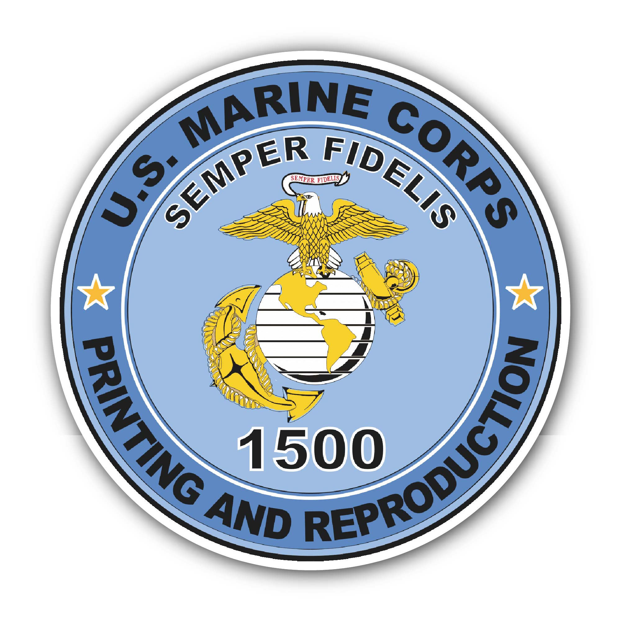 U.S.M.C. MOS 1500 Printing and Reproduction Sticker, Waterproof Vinyl Decal Sticker Indoor Or Outdoor 2 (Pieces) 3" and 5"