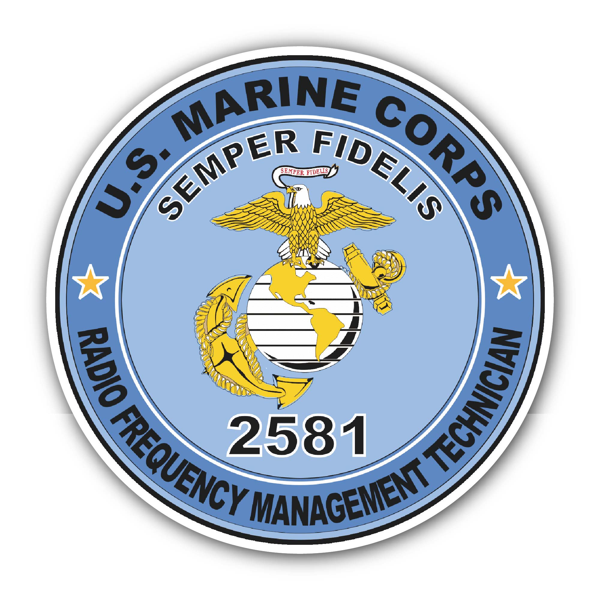 Radio Frequency Management Technician MOS 2581 U.S.M.C Military Sticker, Waterproof Vinyl Decal Sticker Indoor Or Outdoor 2 (Pieces) 3" and 5"