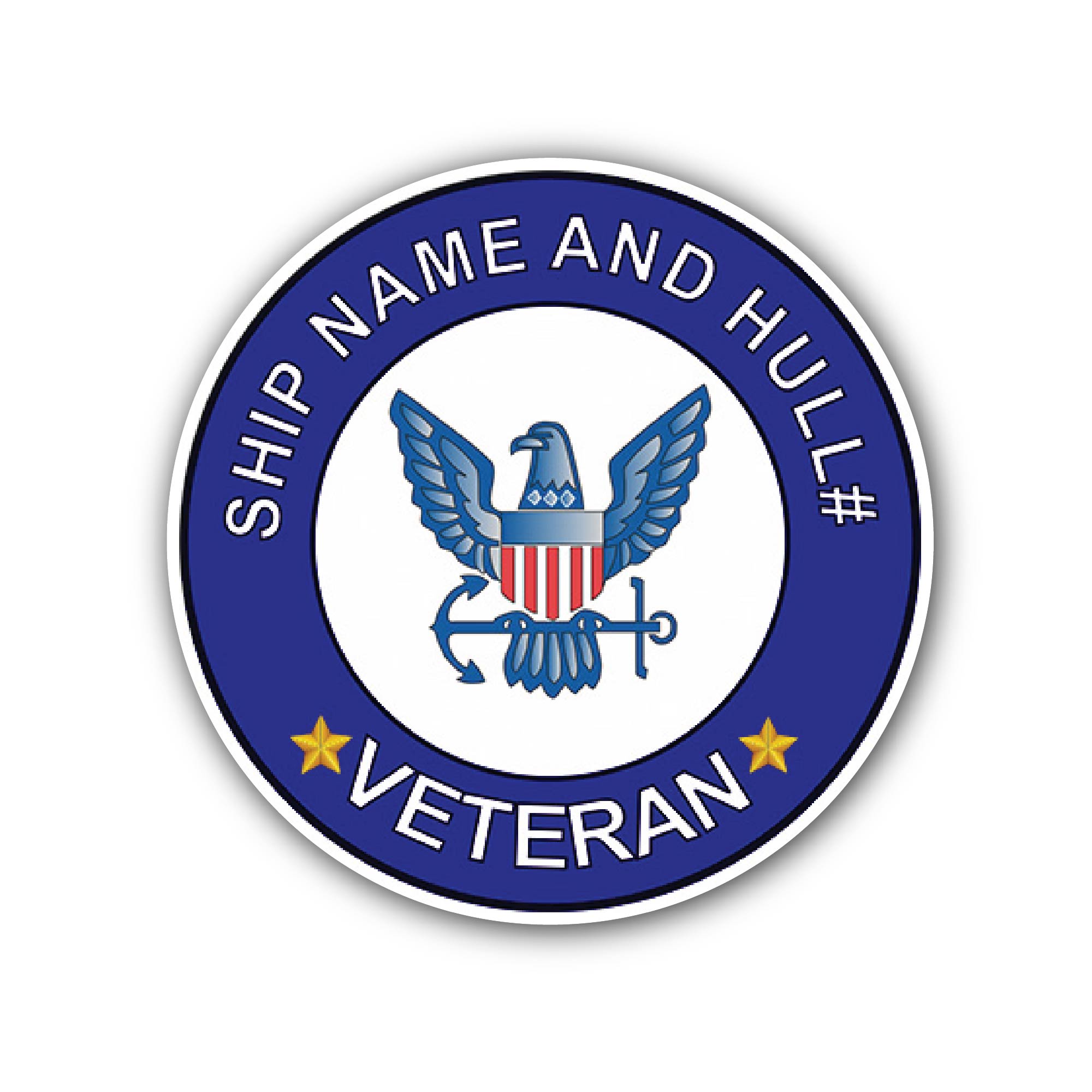 Custom U.S. Navy Ship Sticker, Waterproof Vinyl Decal Sticker Indoor Or Outdoor 2 (Pieces) 3" and 5"