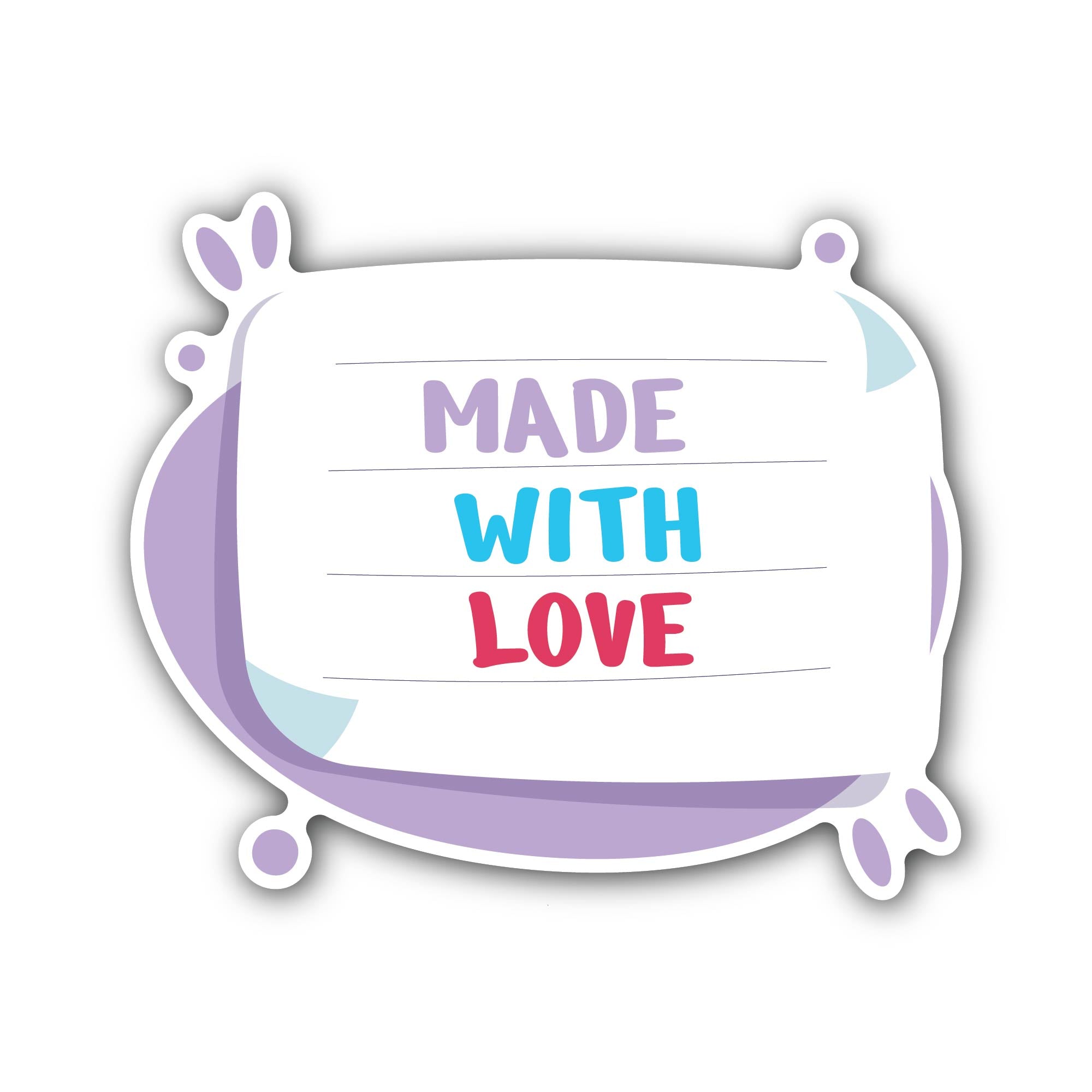 Made with Love Text Sticker, Waterproof Vinyl Decal Sticker Indoor Or Outdoor 2 (Pieces) 3" and 5"