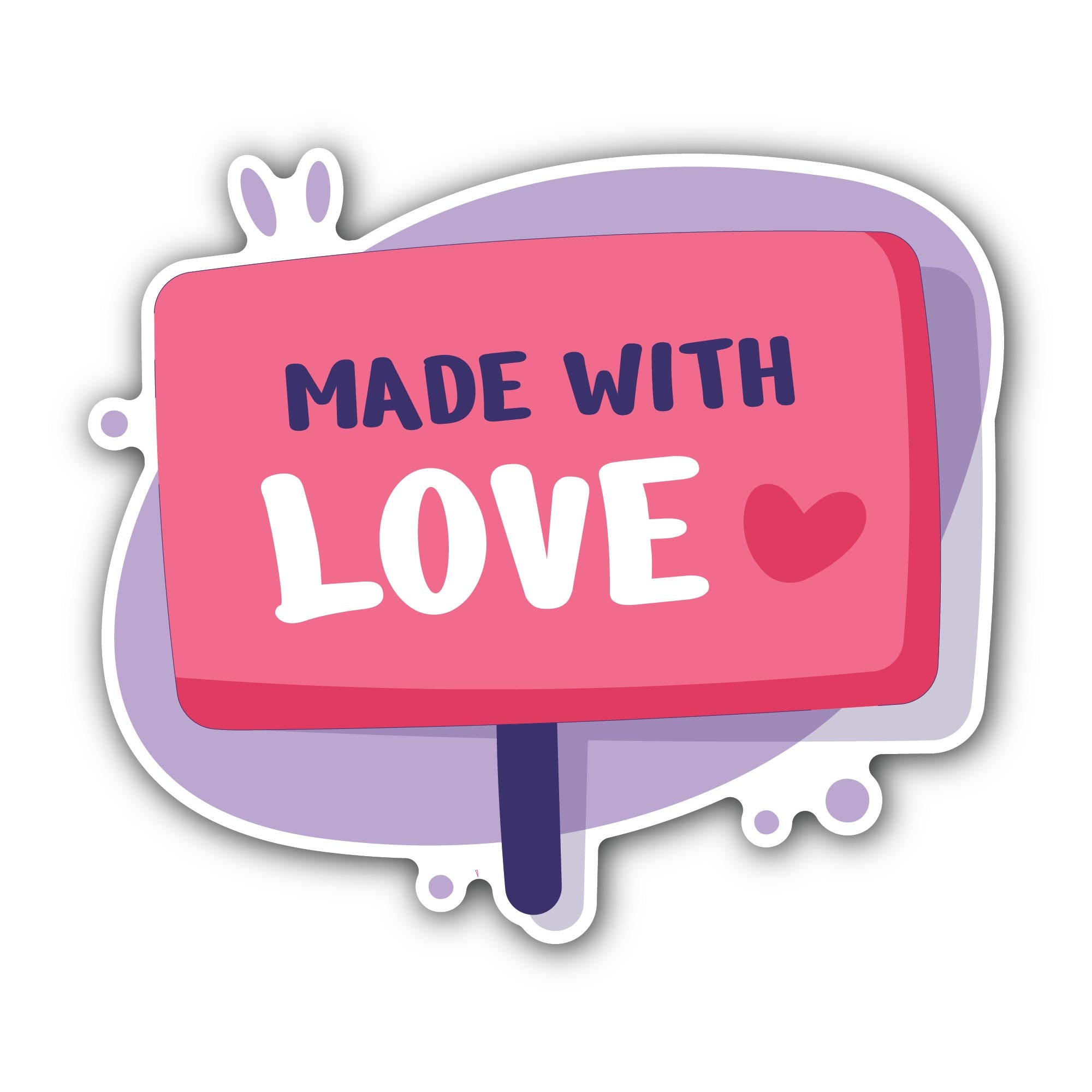 Made with Love Stamp Sticker, Waterproof Vinyl Decal Sticker Indoor Or Outdoor 2 (Pieces) 3" and 5"