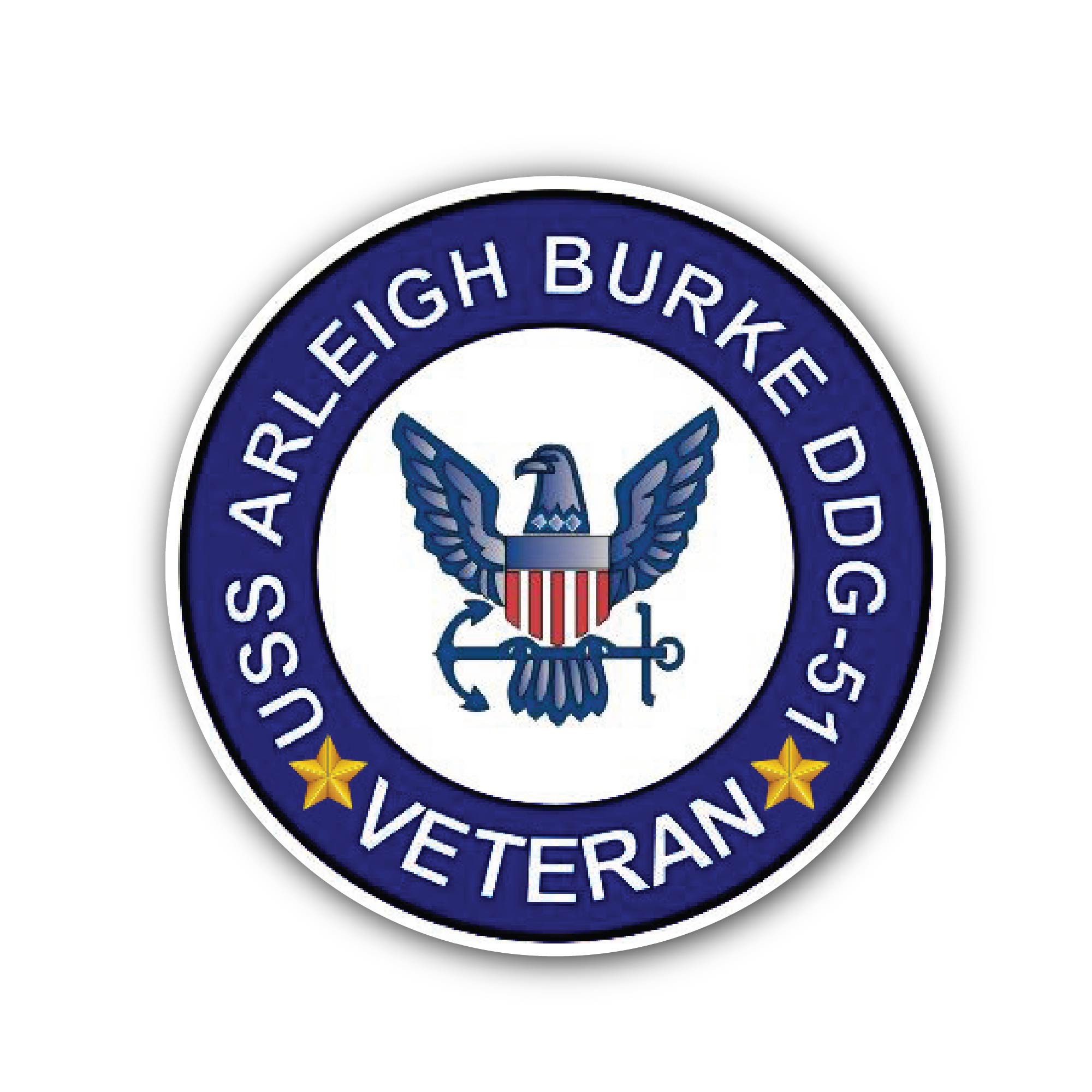 USS Arleigh Burke DDG-51 Veteran Sticker, Waterproof Vinyl Decal Sticker Indoor Or Outdoor 2 (Pieces) 3" and 5"