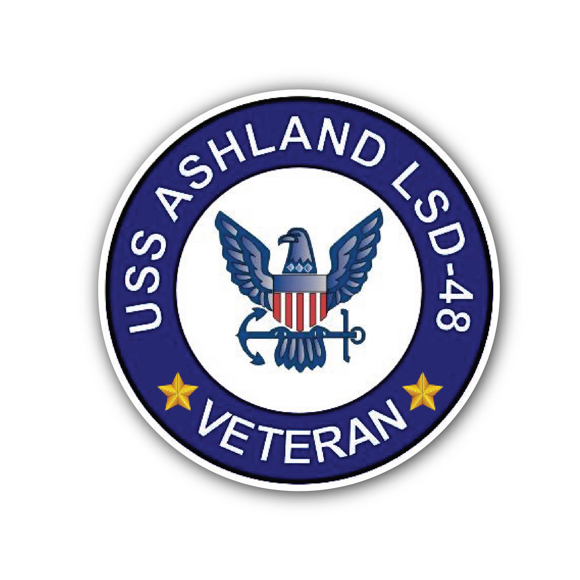 USS Ashland LSD-48 Veteran Sticker, Waterproof Vinyl Decal Sticker Indoor Or Outdoor 2 (Pieces) 3" and 5"