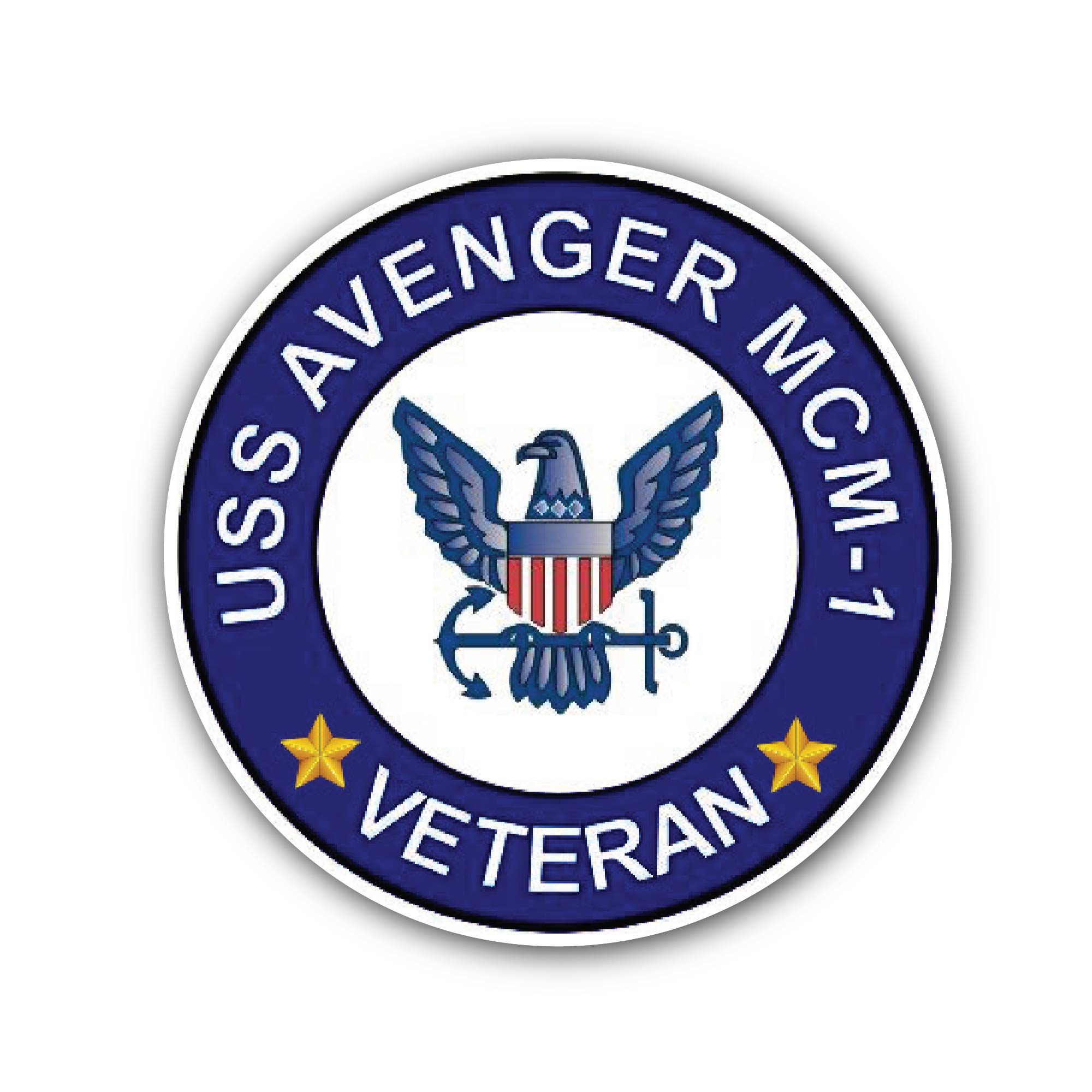 USS Avenger MCM-1 Veteran Sticker, Waterproof Vinyl Decal Sticker Indoor Or Outdoor 2 (Pieces) 3" and 5"