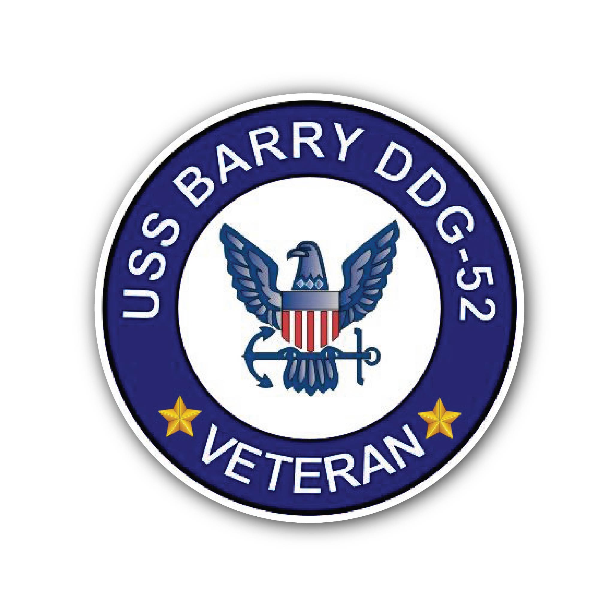 USS Barry DDG-52 Veteran Sticker, Waterproof Vinyl Decal Sticker Indoor Or Outdoor 2 (Pieces) 3" and 5"