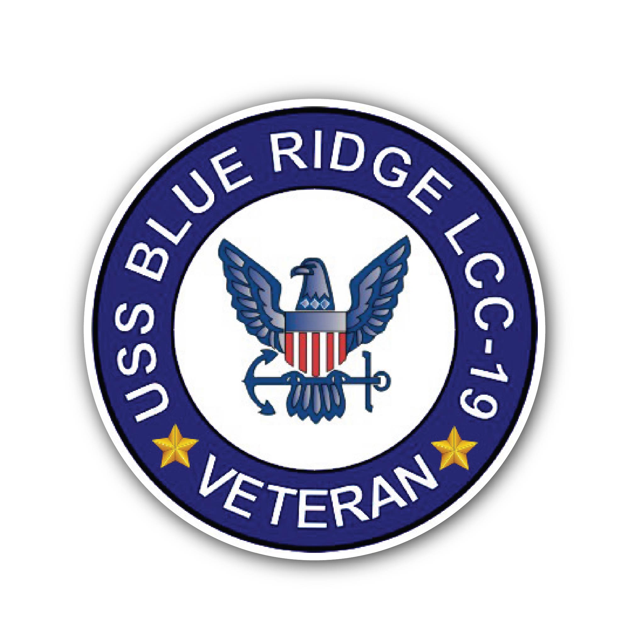 USS Blue Ridge LCC-19 Veteran Sticker, Waterproof Vinyl Decal Sticker Indoor Or Outdoor 2 (Pieces) 3" and 5"