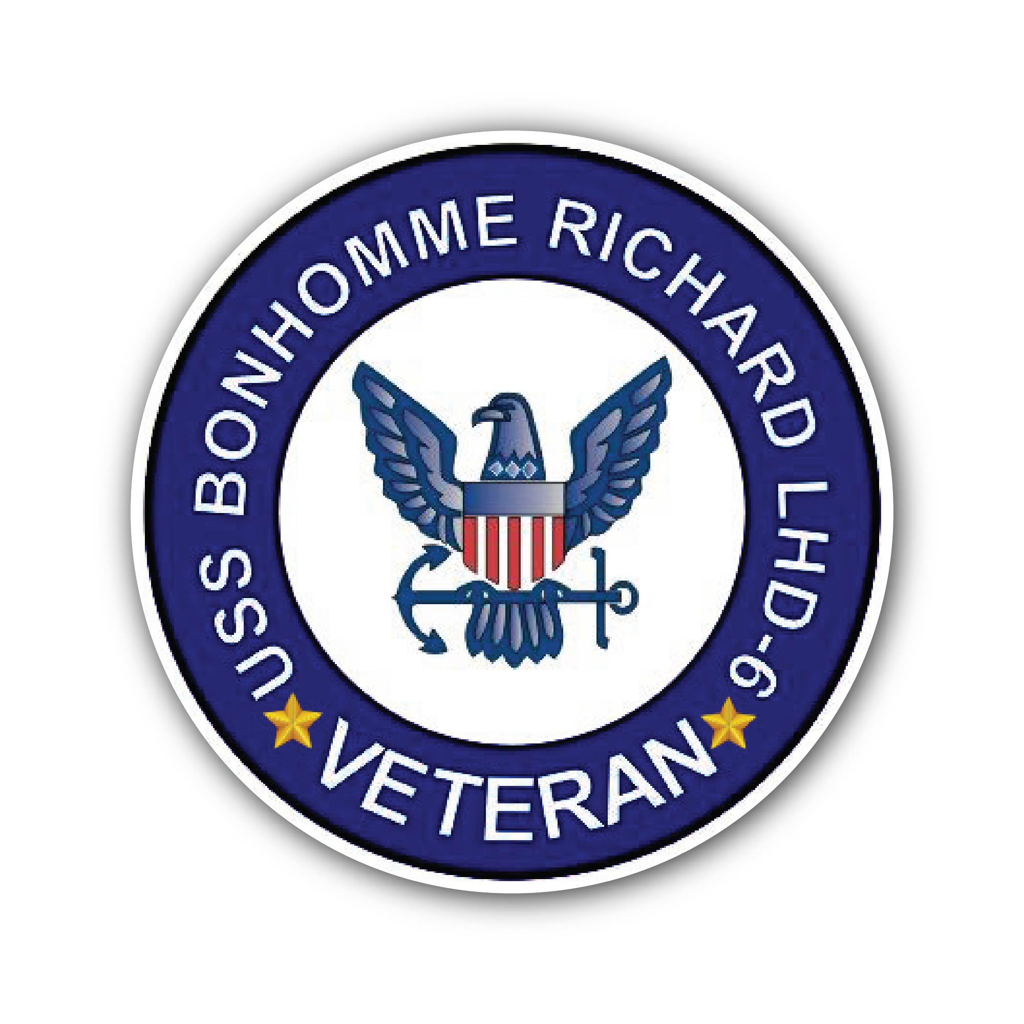 USS Bonhomme Richard LHD-6 Veteran Sticker, Waterproof Vinyl Decal Sticker Indoor Or Outdoor 2 (Pieces) 3" and 5"