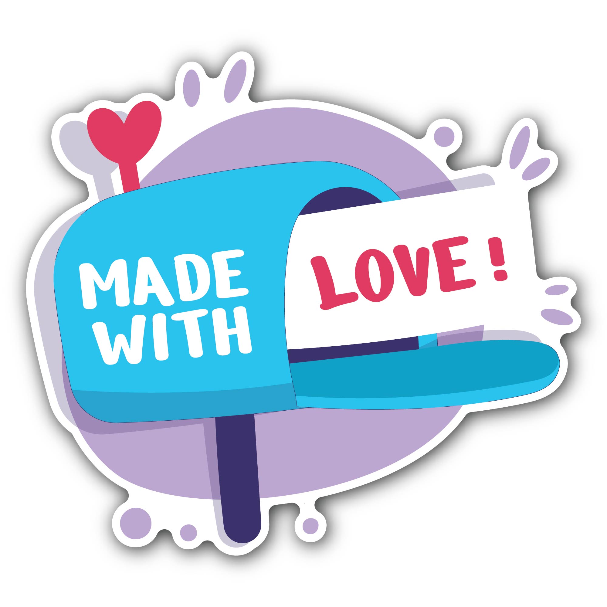 Made with Love & Letter Box Sticker, Waterproof Vinyl Decal Sticker Indoor Or Outdoor 2 (Pieces) 3" and 5"