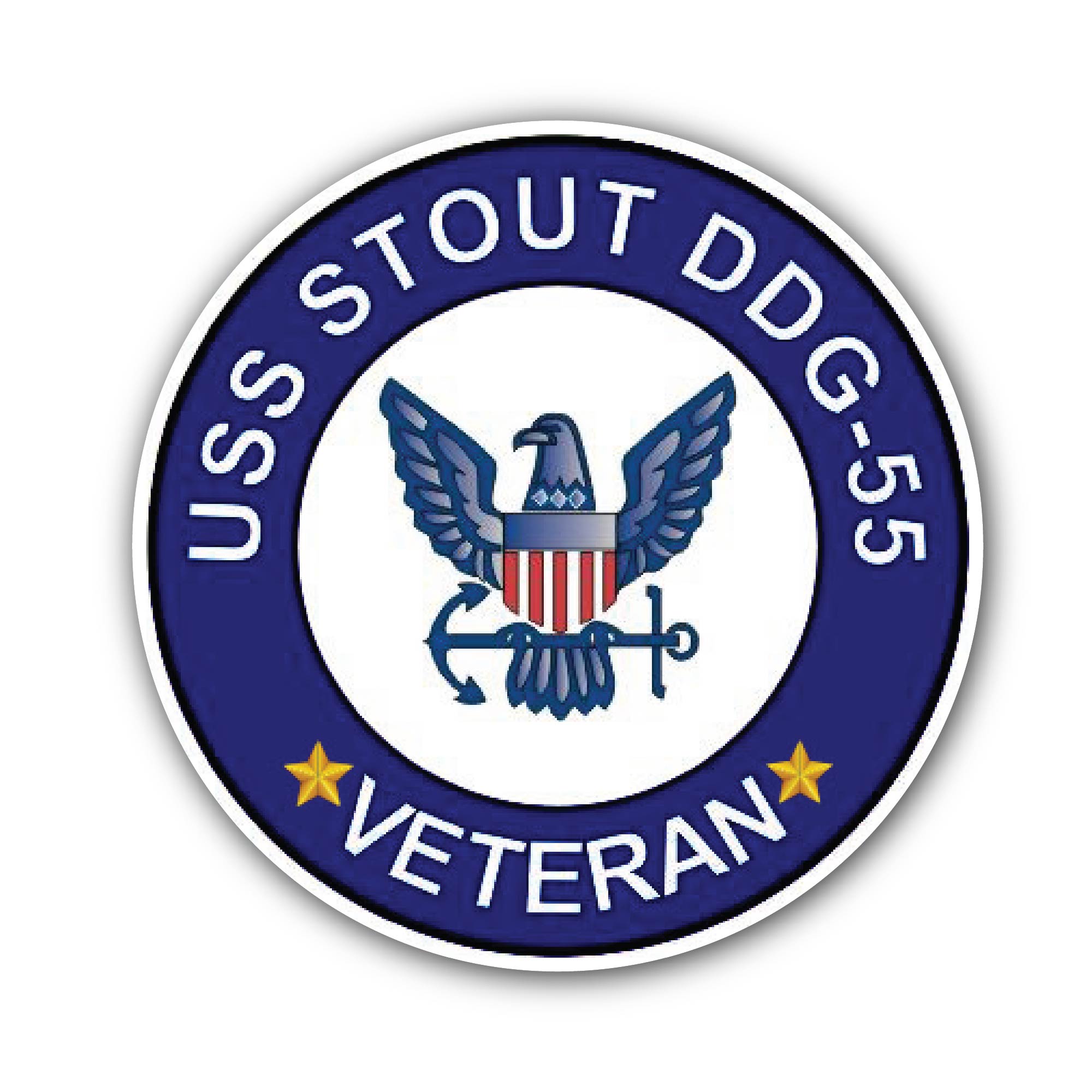 USS Stout DDG-55 Veteran Sticker, Waterproof Vinyl Decal Sticker Indoor Or Outdoor 2 (Pieces) 3" and 5"