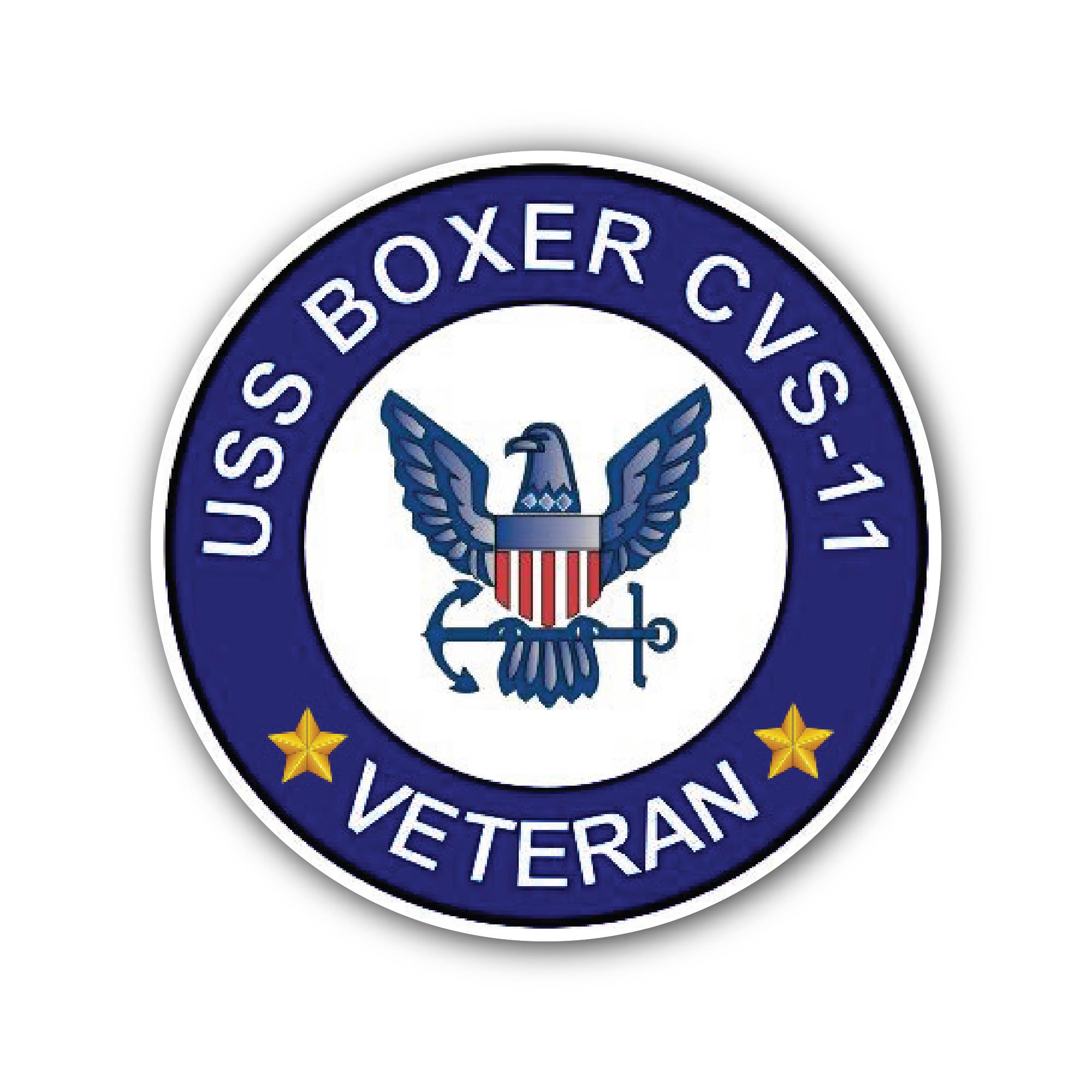 USS Boxer CVS-11 Veteran  Sticker, Waterproof Vinyl Decal Sticker Indoor Or Outdoor 2 (Pieces) 3" and 5"