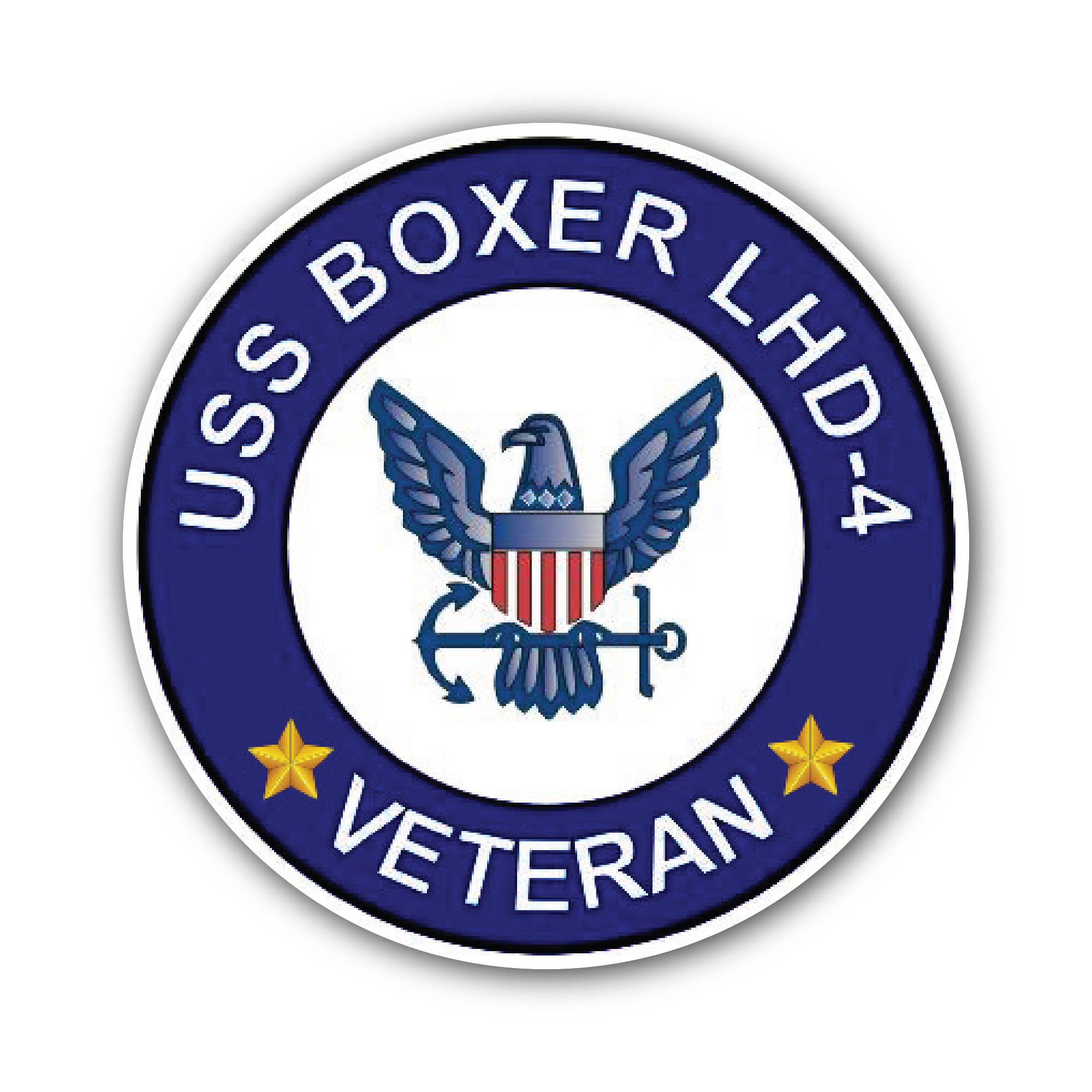 USS Boxer LHD-4 Veteran Sticker, Waterproof Vinyl Decal Sticker Indoor Or Outdoor 2 (Pieces) 3" and 5"