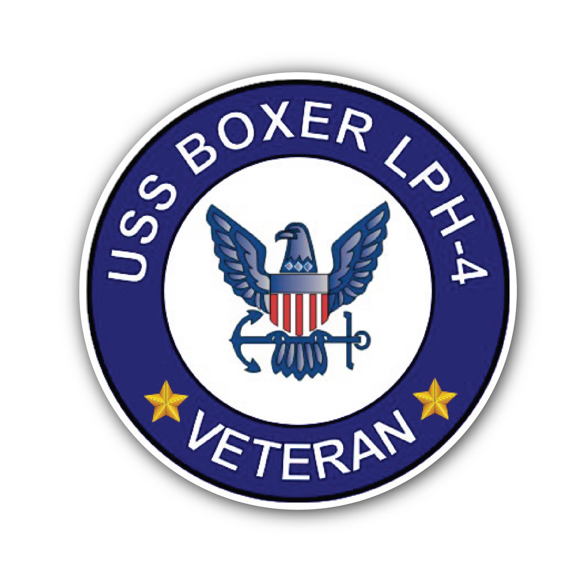 USS Boxer LPH-4 Veteran Sticker, Waterproof Vinyl Decal Sticker Indoor Or Outdoor 2 (Pieces) 3" and 5"