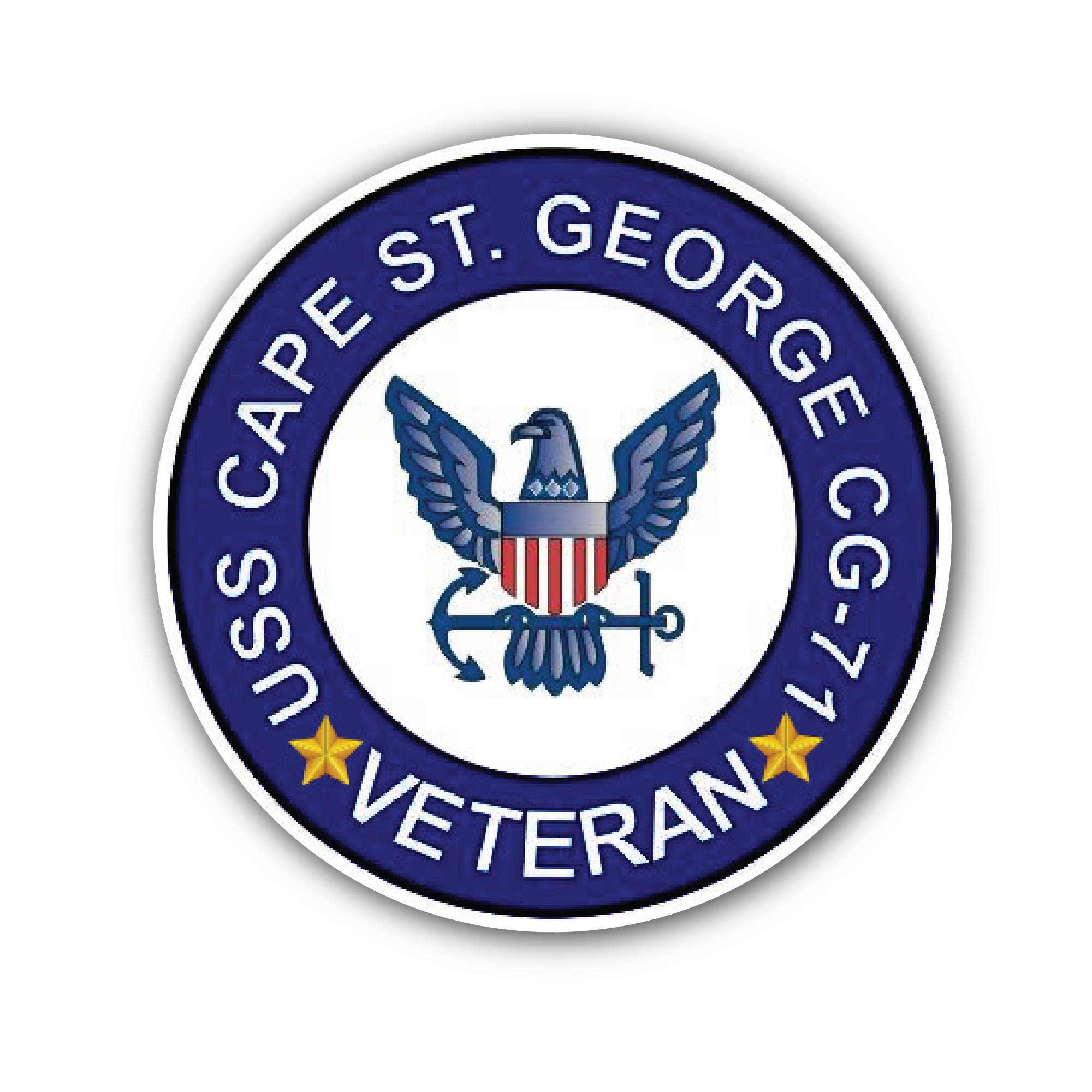 USS Cape St George CG-71 Veteran Sticker, Waterproof Vinyl Decal Sticker Indoor Or Outdoor 2 (Pieces) 3" and 5"