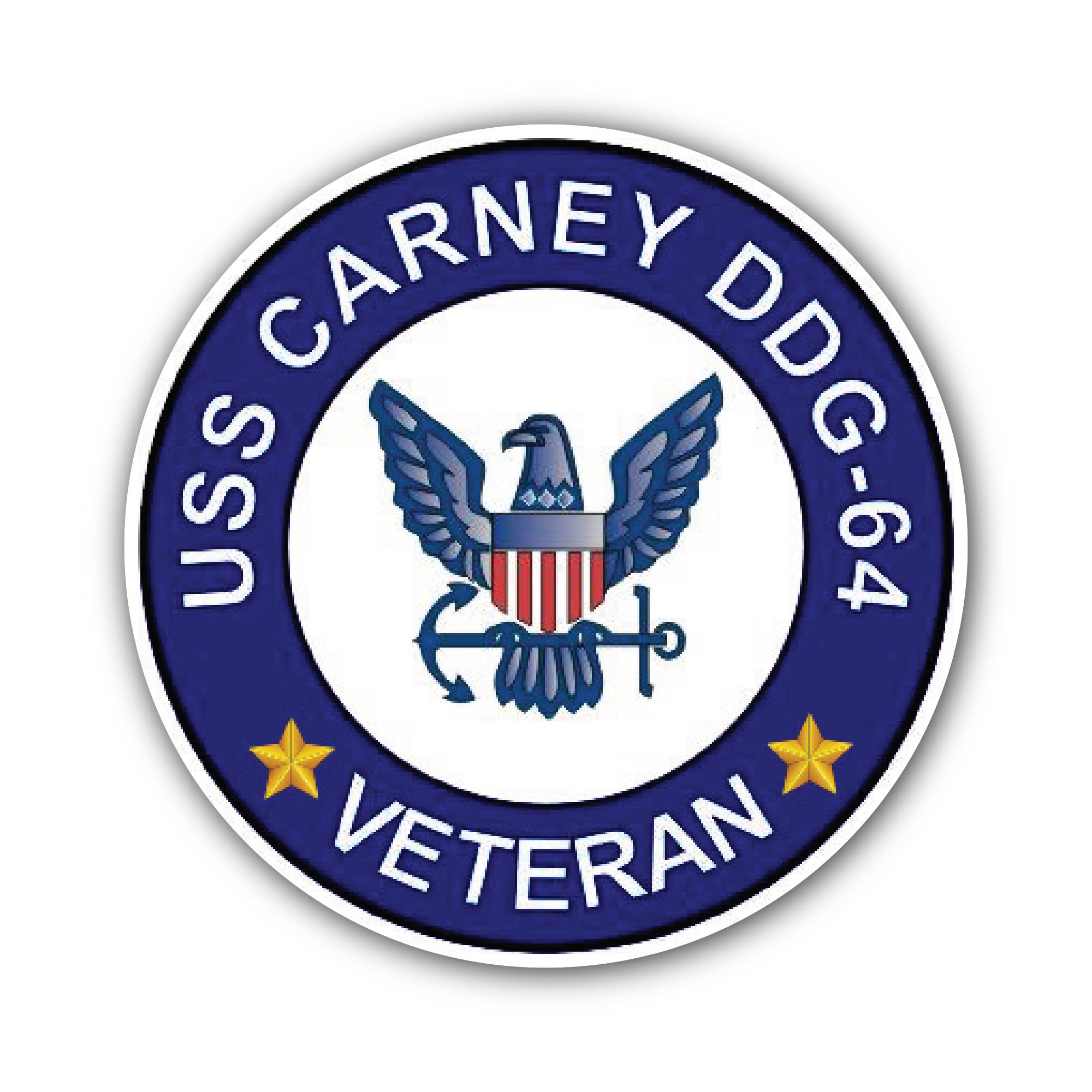USS Carney DDG-64 Veteran Sticker, Waterproof Vinyl Decal Sticker Indoor Or Outdoor 2 (Pieces) 3" and 5"