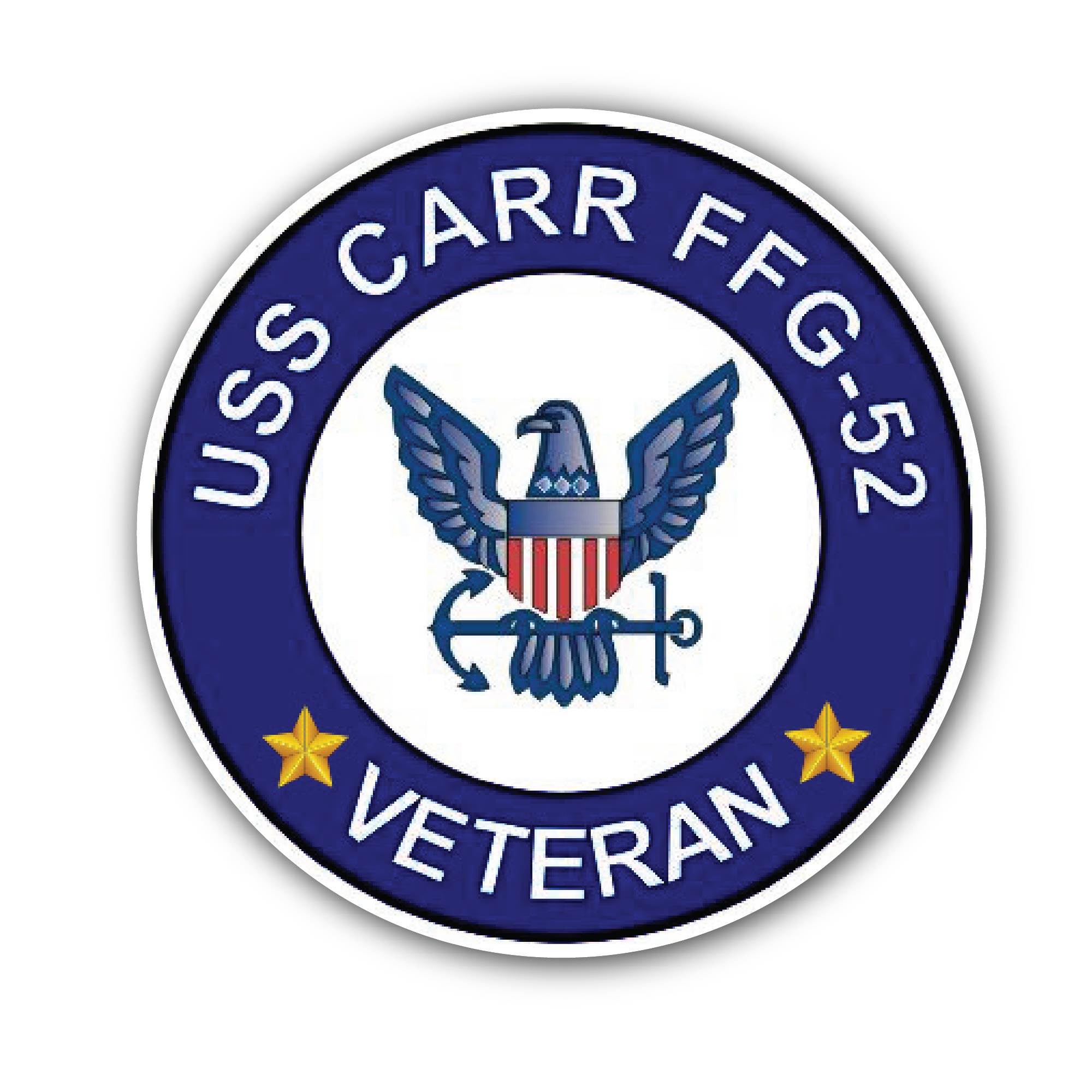 USS Carr FFG-52 Veteran Sticker, Waterproof Vinyl Decal Sticker Indoor Or Outdoor 2 (Pieces) 3" and 5"