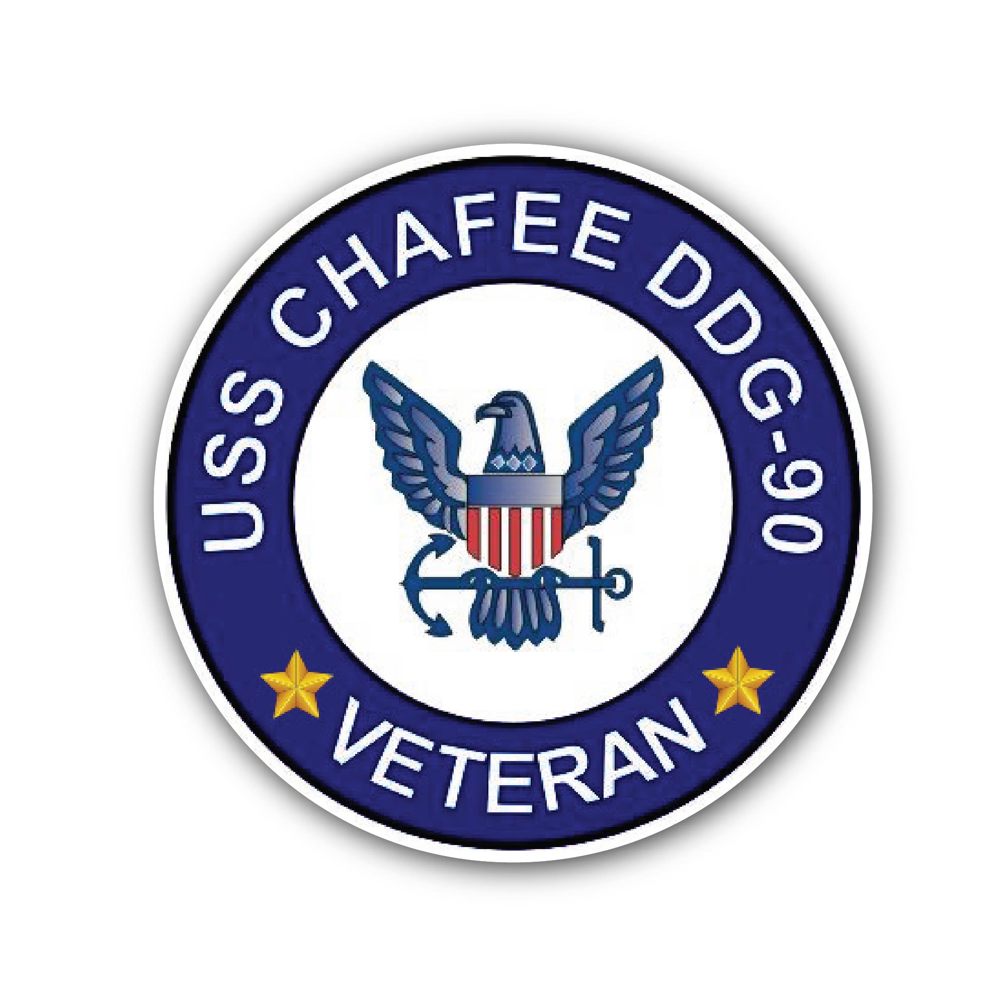 USS Chaffee DDG-90 Veteran Sticker, Waterproof Vinyl Decal Sticker Indoor Or Outdoor 2 (Pieces) 3" and 5"