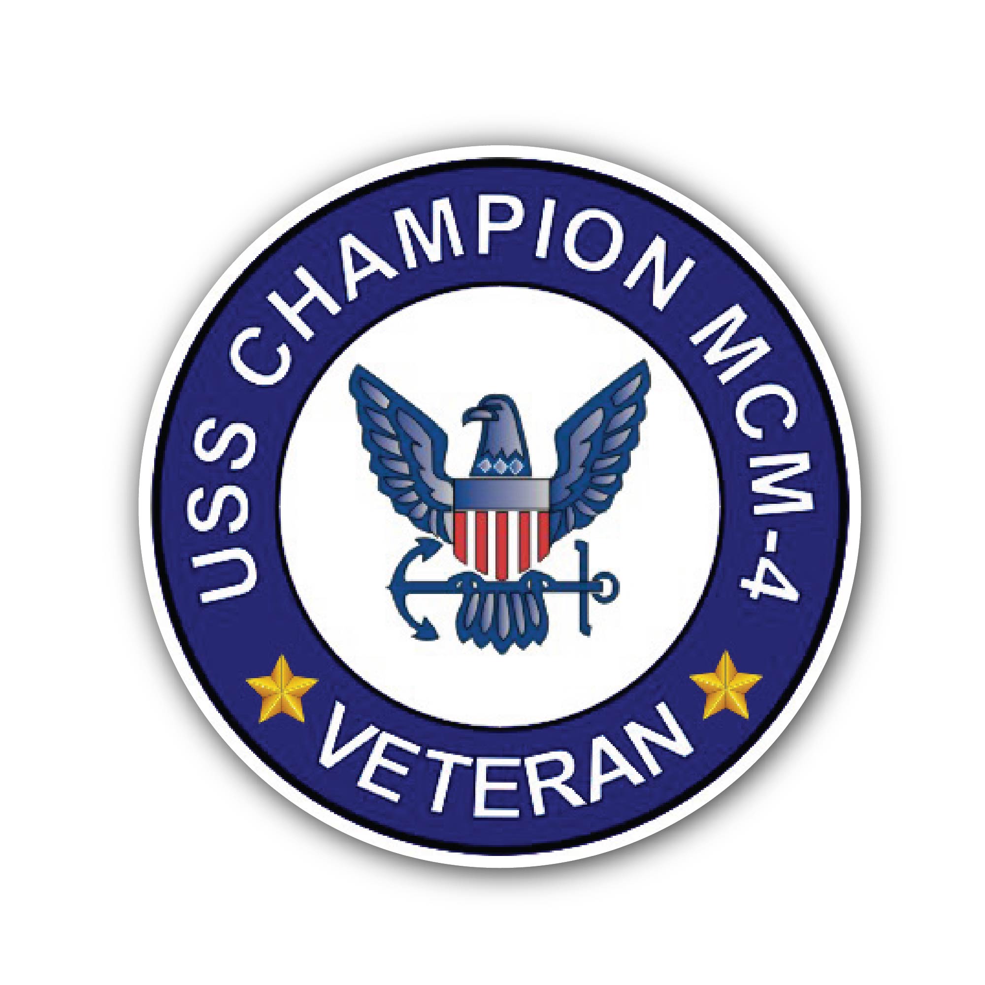 USS Champion MCM-4 Veteran Sticker, Waterproof Vinyl Decal Sticker Indoor Or Outdoor 2 (Pieces) 3" and 5"