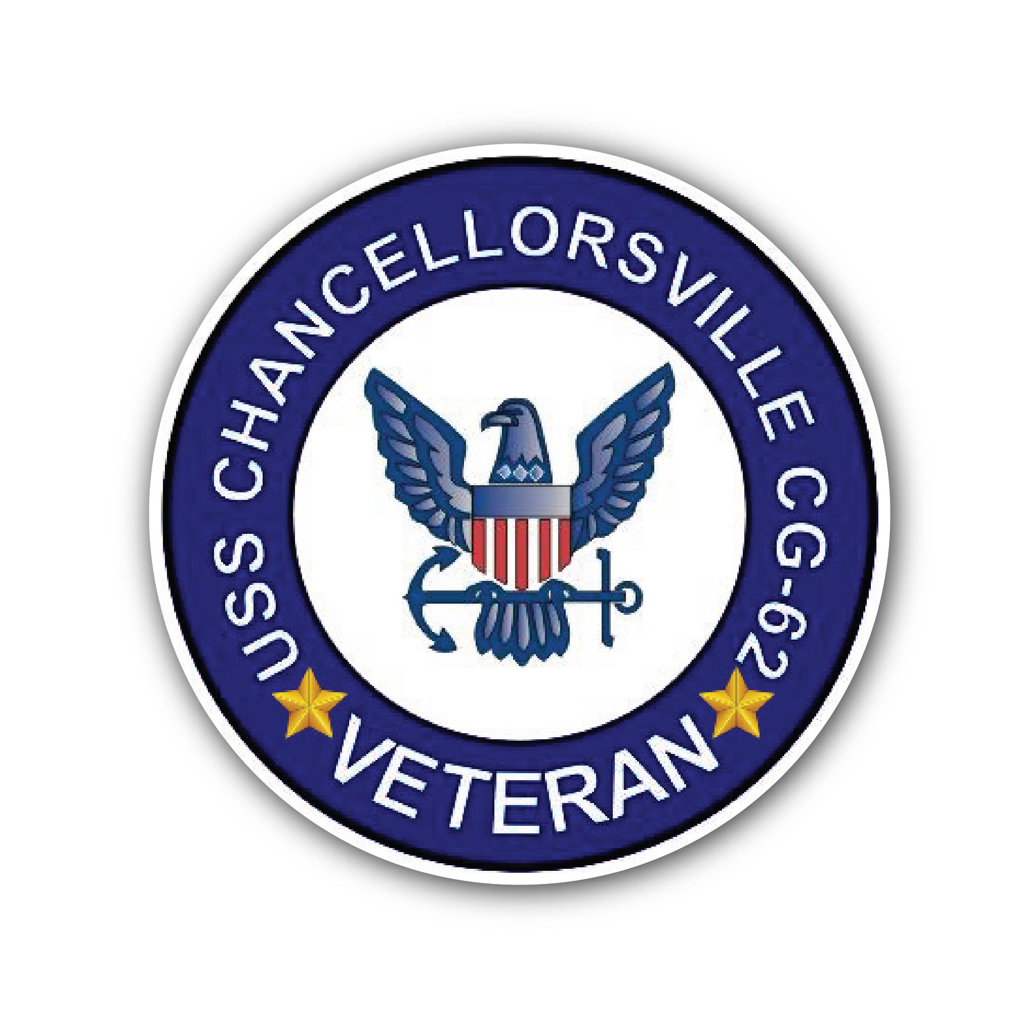 USS Chancellorville CG-62 Veteran Sticker, Waterproof Vinyl Decal Sticker Indoor Or Outdoor 2 (Pieces) 3" and 5"