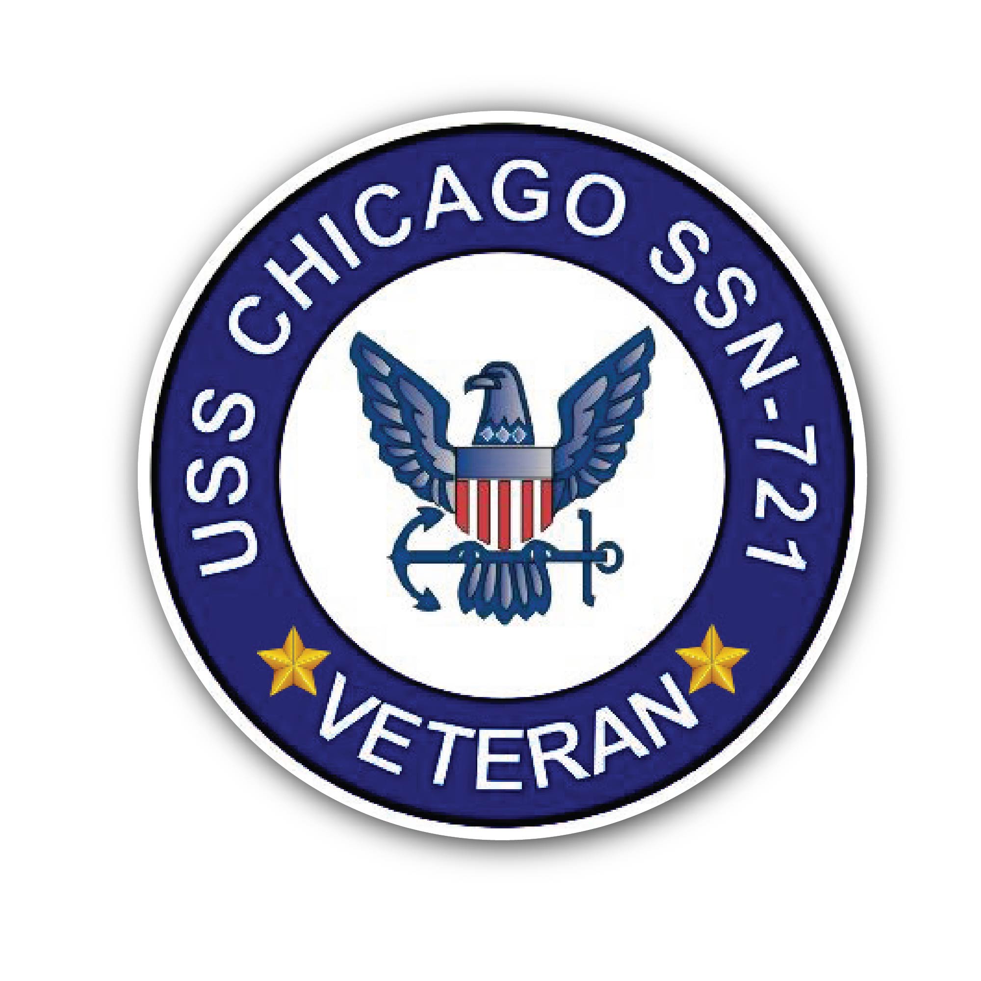 USS Chicago SSN-721 Veteran Sticker, Waterproof Vinyl Decal Sticker Indoor Or Outdoor 2 (Pieces) 3" and 5"