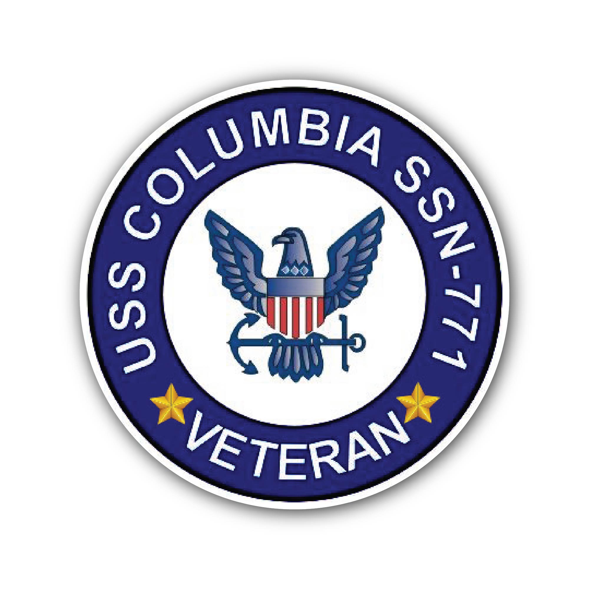 USS Columbia SSN-771 Veteran Sticker, Waterproof Vinyl Decal Sticker Indoor Or Outdoor 2 (Pieces) 3" and 5"
