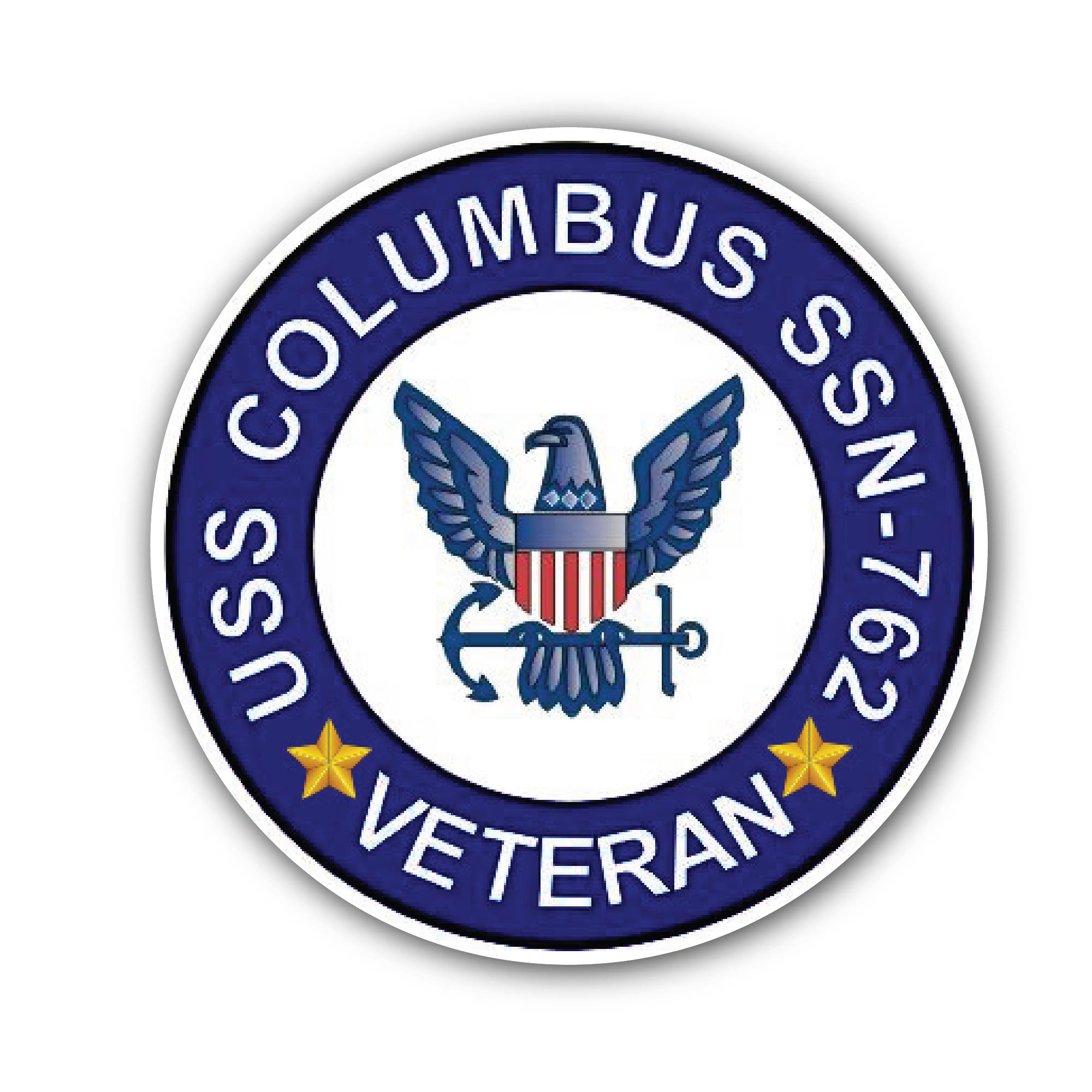 USS Columbus SSN-762 Veteran Sticker, Waterproof Vinyl Decal Sticker Indoor Or Outdoor 2 (Pieces) 3" and 5"