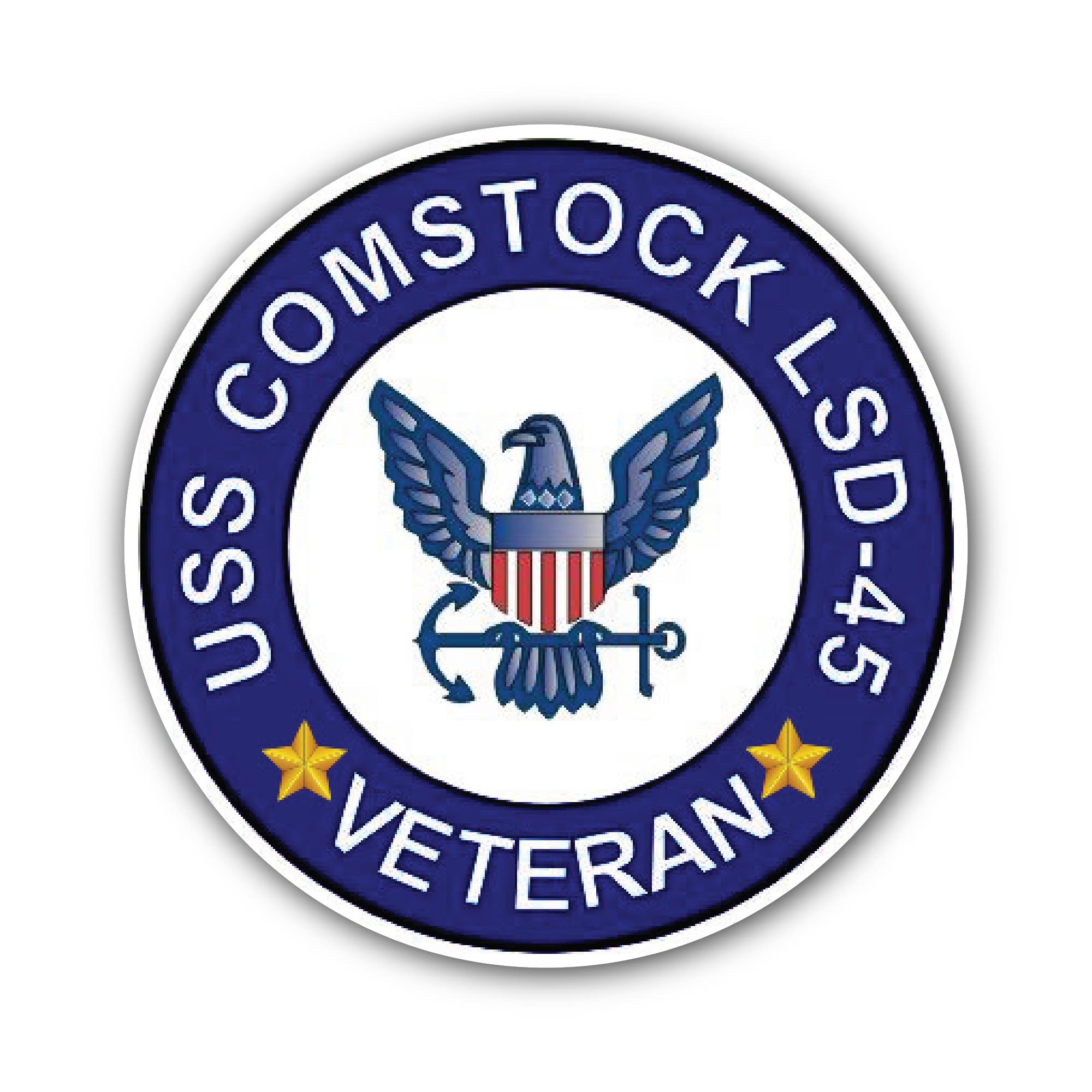 USS Comstock LSD-45 Veteran Sticker, Waterproof Vinyl Decal Sticker Indoor Or Outdoor 2 (Pieces) 3" and 5"