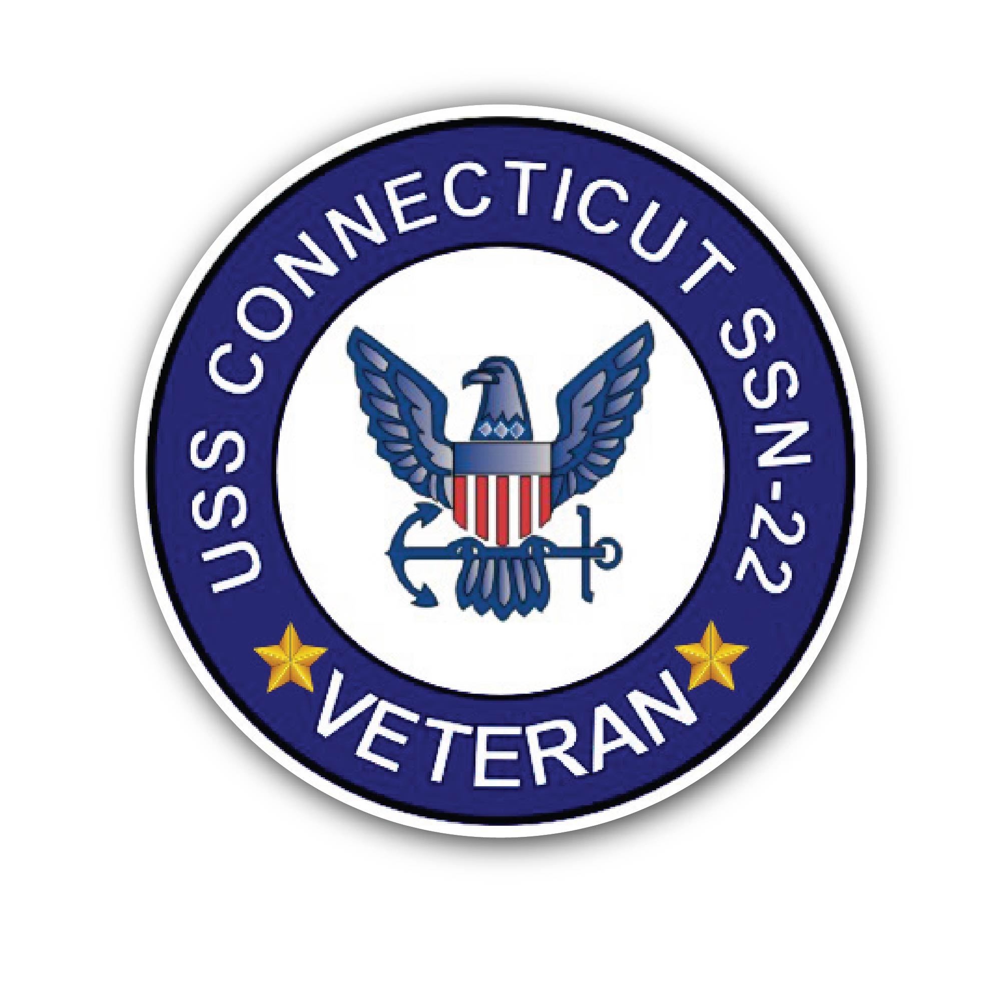 USS Connecticut SSN-22 Veteran Sticker, Waterproof Vinyl Decal Sticker Indoor Or Outdoor 2 (Pieces) 3" and 5"
