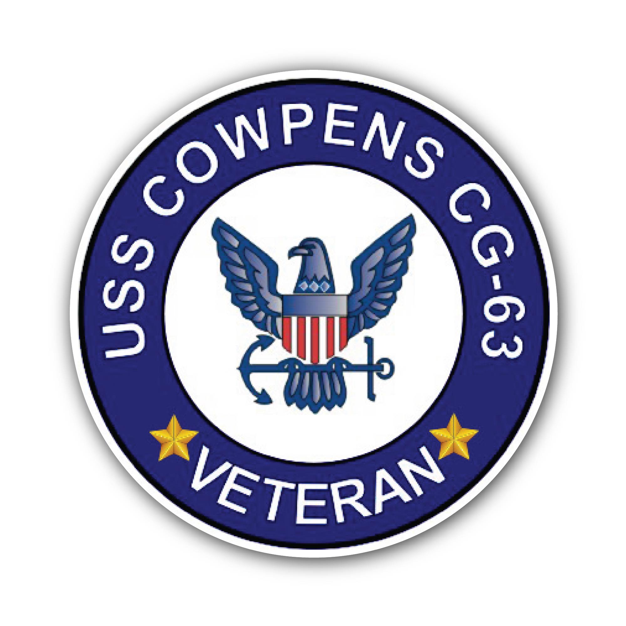 USS Cowpens CG-63 Veteran Sticker, Waterproof Vinyl Decal Sticker Indoor Or Outdoor 2 (Pieces) 3" and 5"
