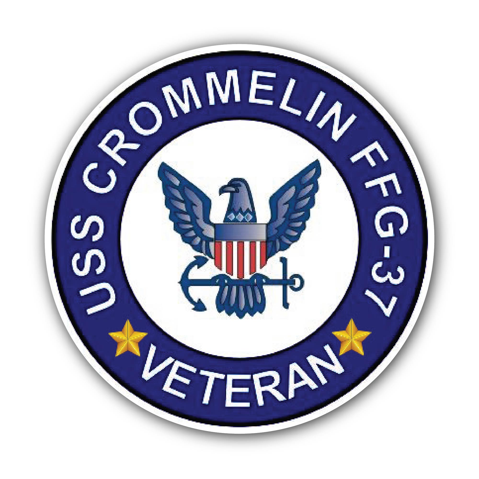 USS Crommelin FFG-37 Veteran Sticker, Waterproof Vinyl Decal Sticker Indoor Or Outdoor 2 (Pieces) 3" and 5"