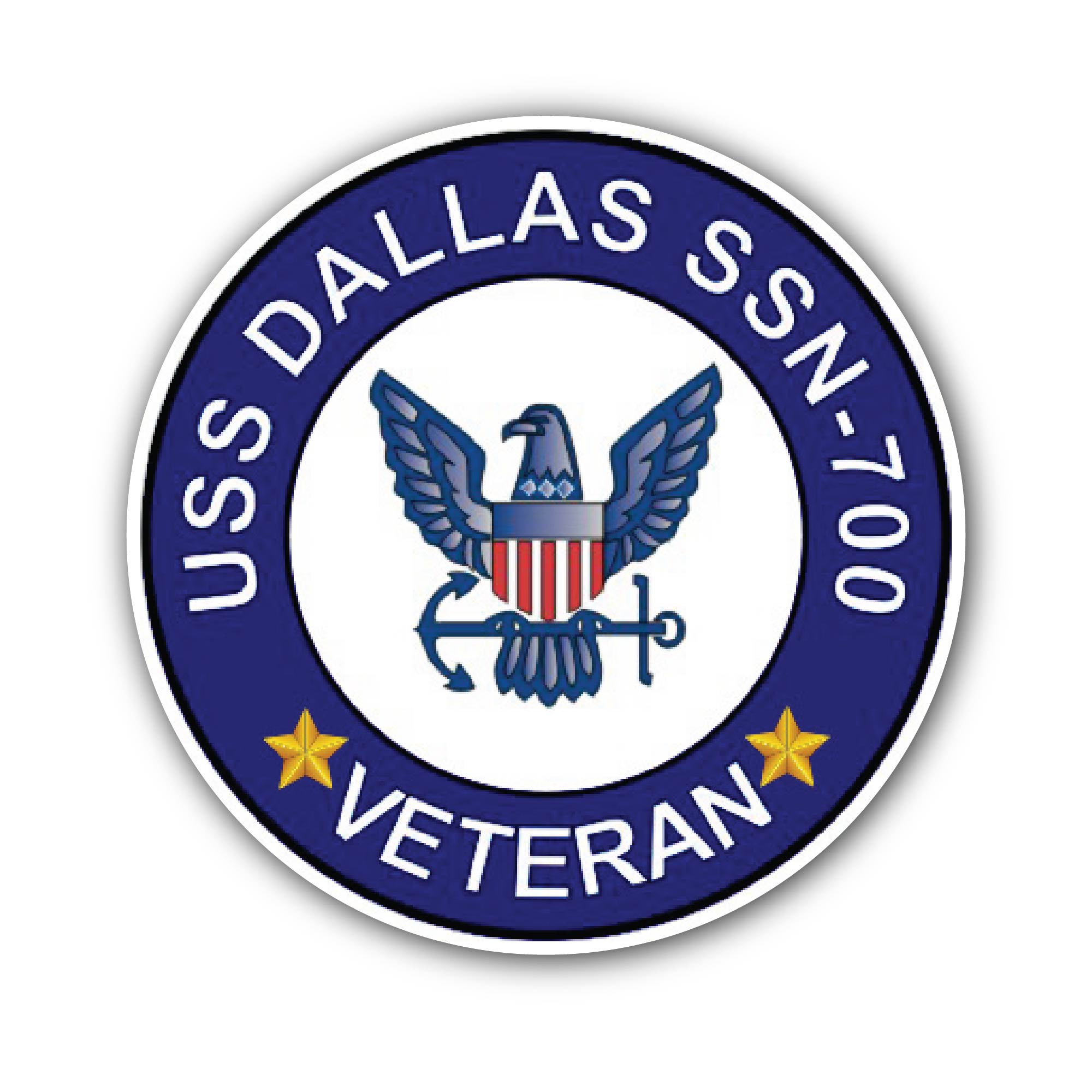 USS Dallas SSN-700 Veteran Sticker, Waterproof Vinyl Decal Sticker Indoor Or Outdoor 2 (Pieces) 3" and 5"
