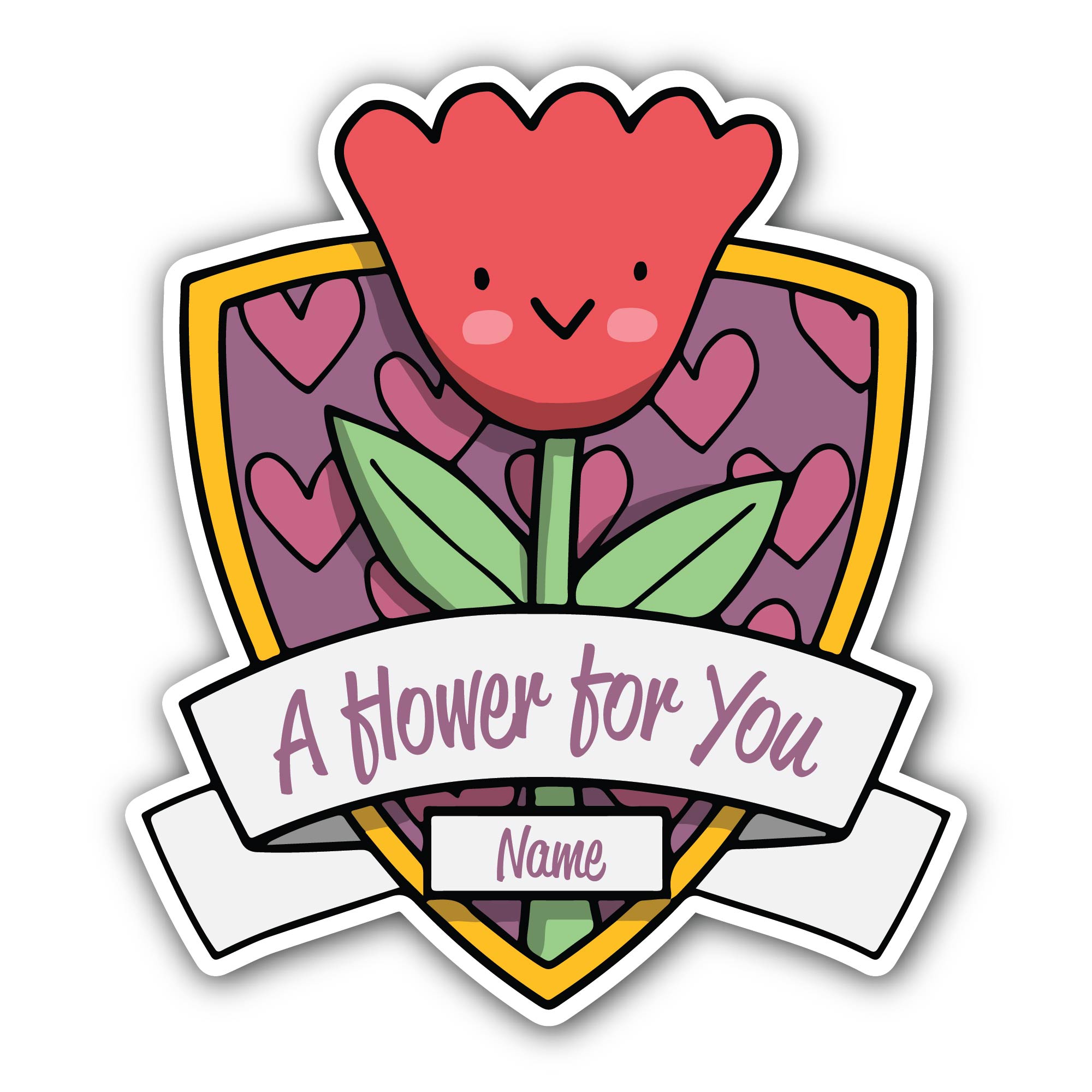 I Hower for You Name Sticker, Waterproof Vinyl Decal Sticker Indoor Or Outdoor 2 (Pieces) 3" and 5"