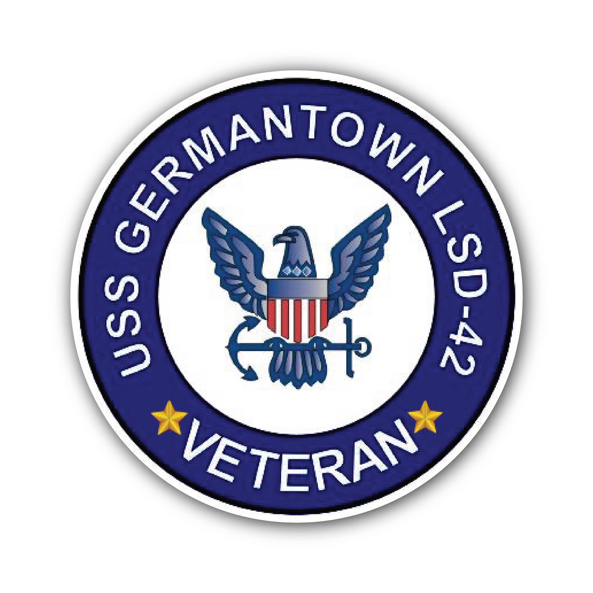 USS Germantown LSD-42 Veteran Sticker, Waterproof Vinyl Decal Sticker Indoor Or Outdoor 2 (Pieces) 3" and 5"