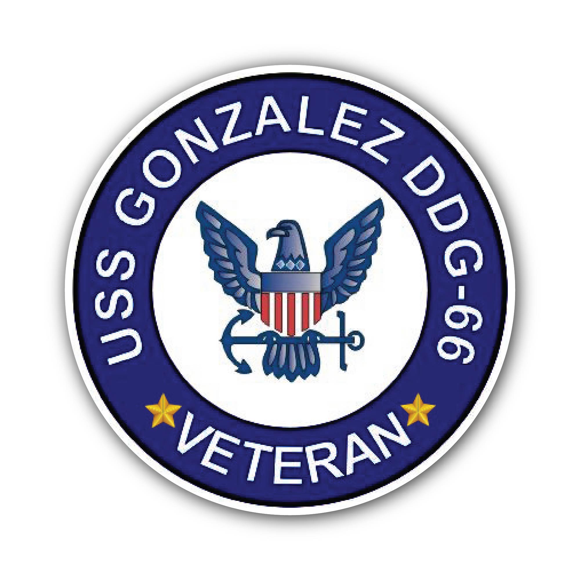 USS Gonzalez DDG-66 Veteran Sticker, Waterproof Vinyl Decal Sticker Indoor Or Outdoor 2 (Pieces) 3" and 5"