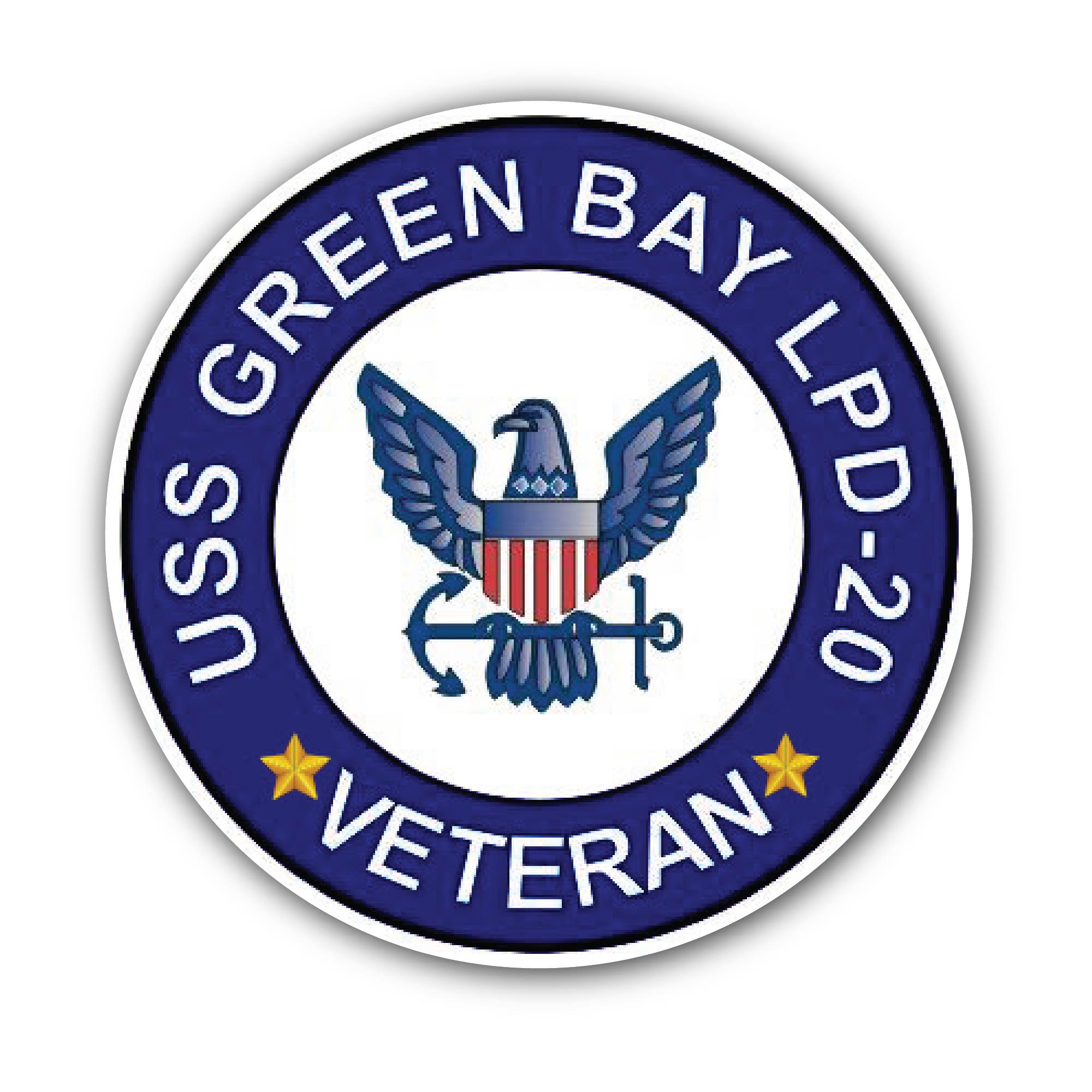 USS Green Bay LPD-20 Veteran Sticker, Waterproof Vinyl Decal Sticker Indoor Or Outdoor 2 (Pieces) 3" and 5"