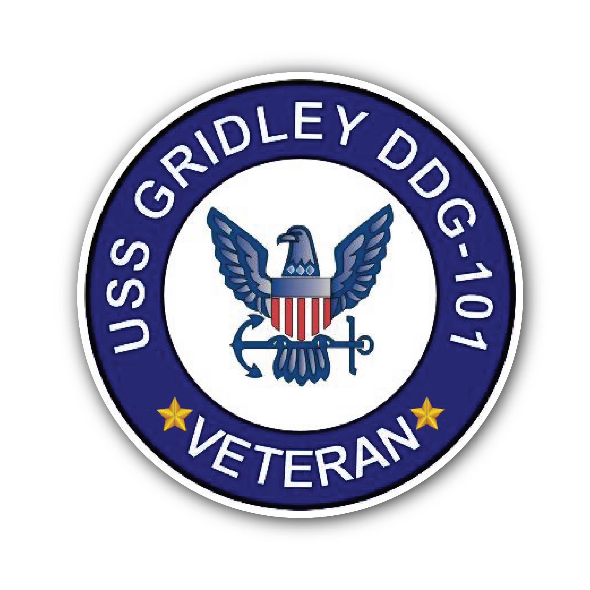 USS Gridley DDG-101 Veteran Sticker, Waterproof Vinyl Decal Sticker Indoor Or Outdoor 2 (Pieces) 3" and 5"