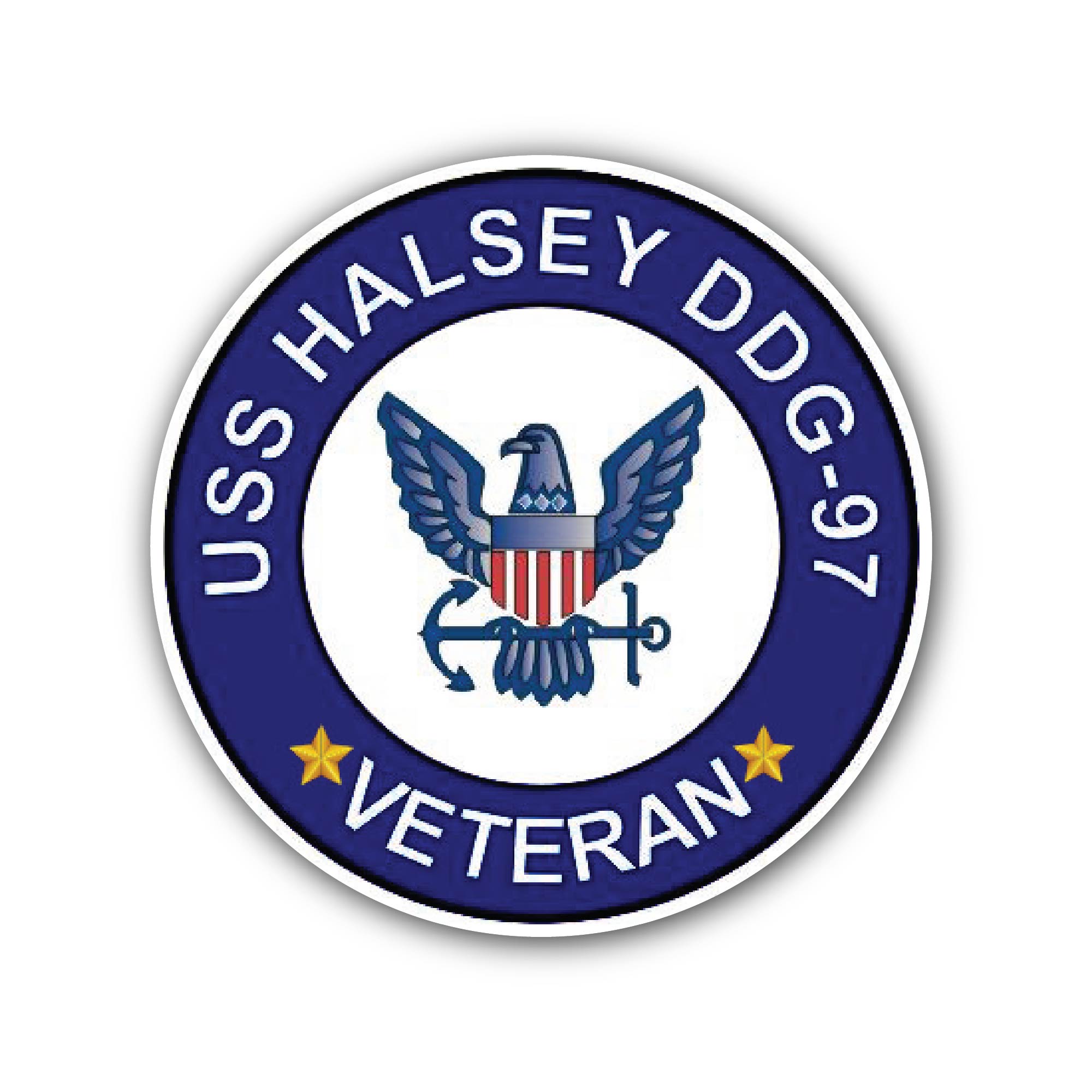 USS Halsey DDG-97 Veteran Sticker, Waterproof Vinyl Decal Sticker Indoor Or Outdoor 2 (Pieces) 3" and 5"