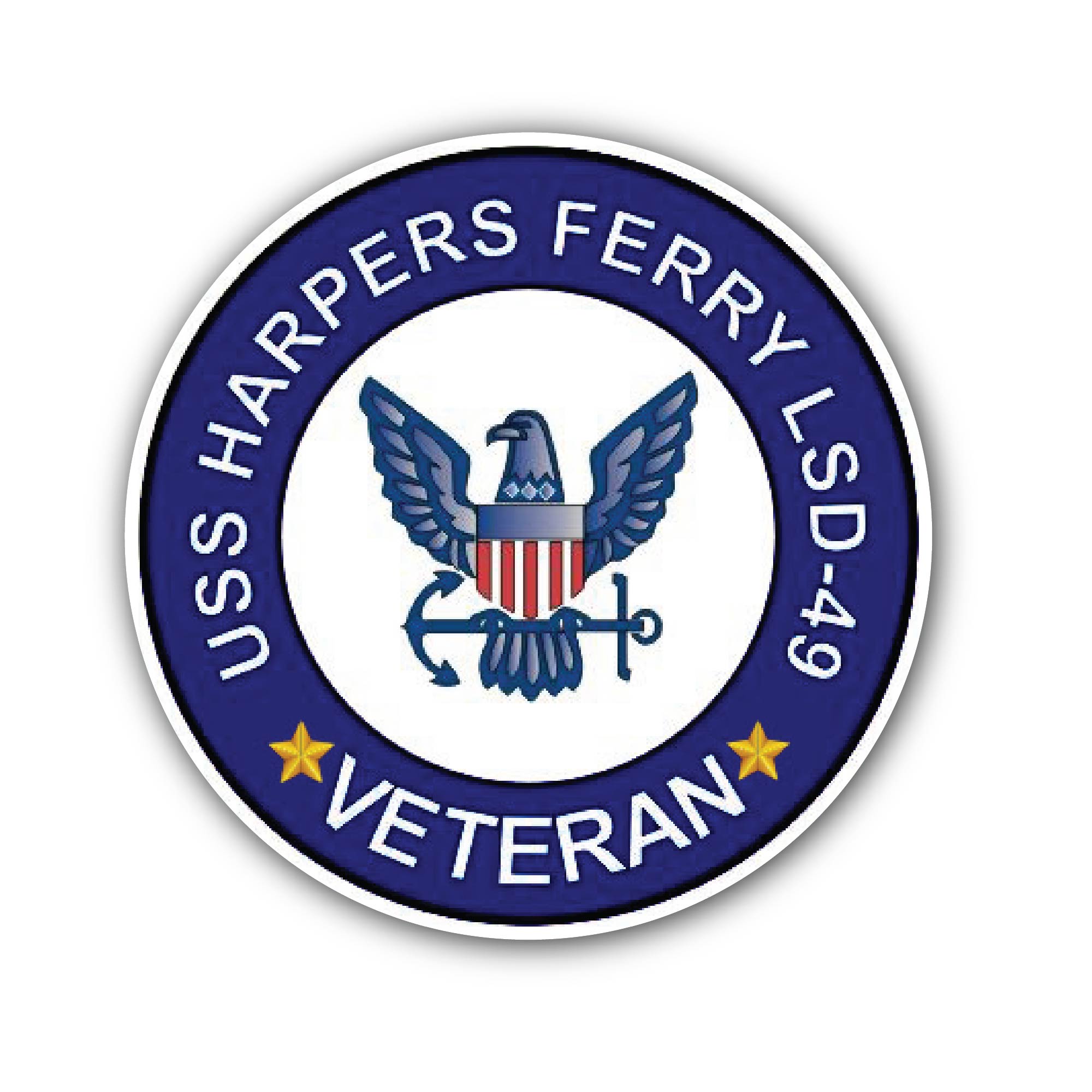 USS Harpers Ferry LSD-49 Veteran Sticker, Waterproof Vinyl Decal Sticker Indoor Or Outdoor 2 (Pieces) 3" and 5"