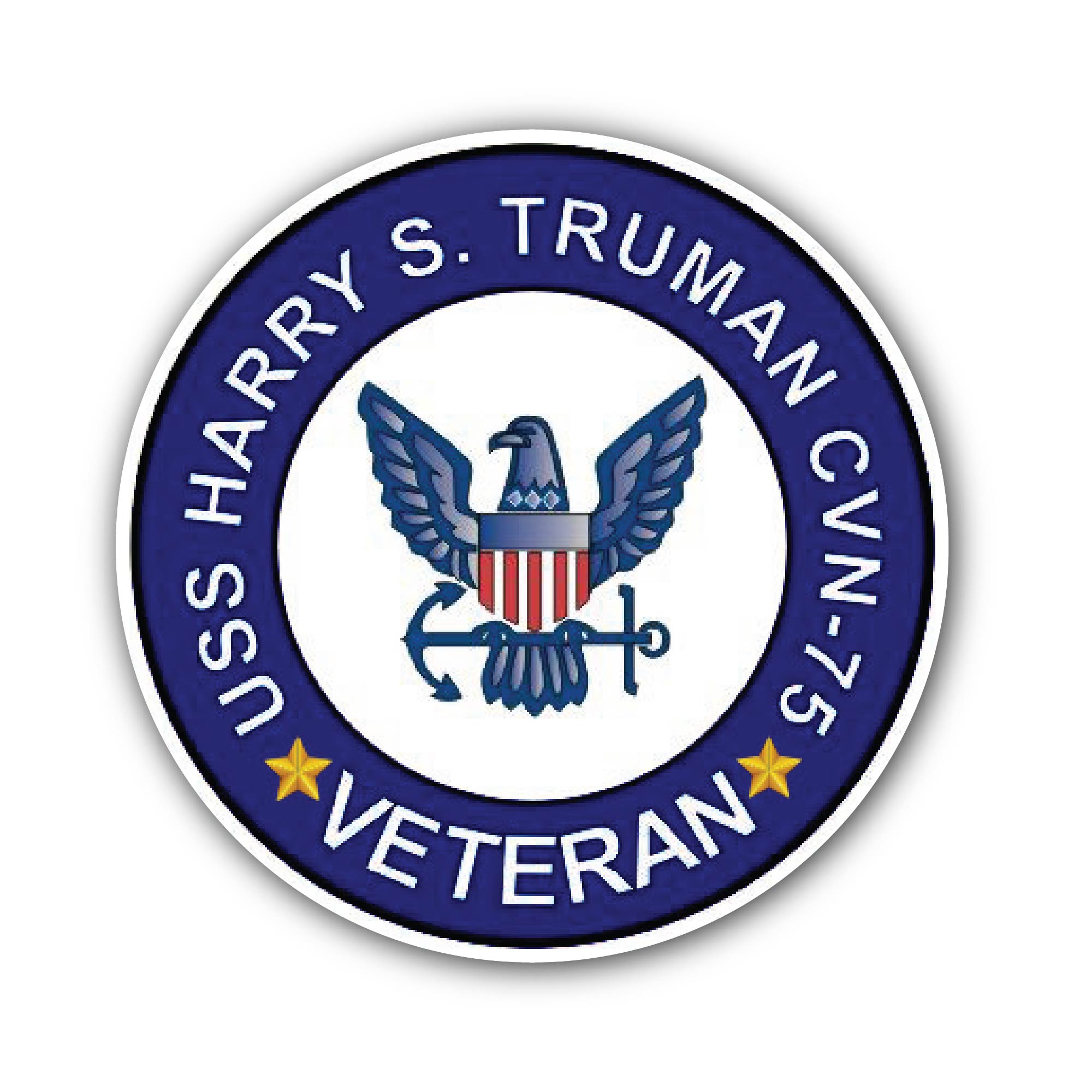 USS Harry S Truman CVN-75 Veteran Sticker, Waterproof Vinyl Decal Sticker Indoor Or Outdoor 2 (Pieces) 3" and 5"