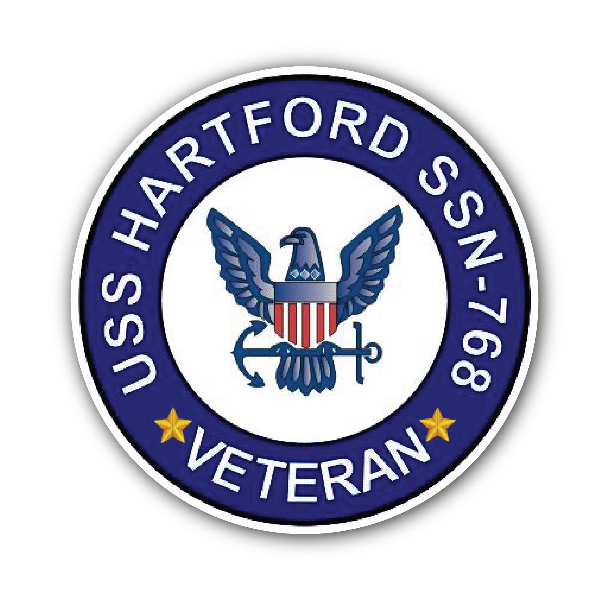 USS Hartford SSN-768 Veteran Sticker, Waterproof Vinyl Decal Sticker Indoor Or Outdoor 2 (Pieces) 3" and 5"