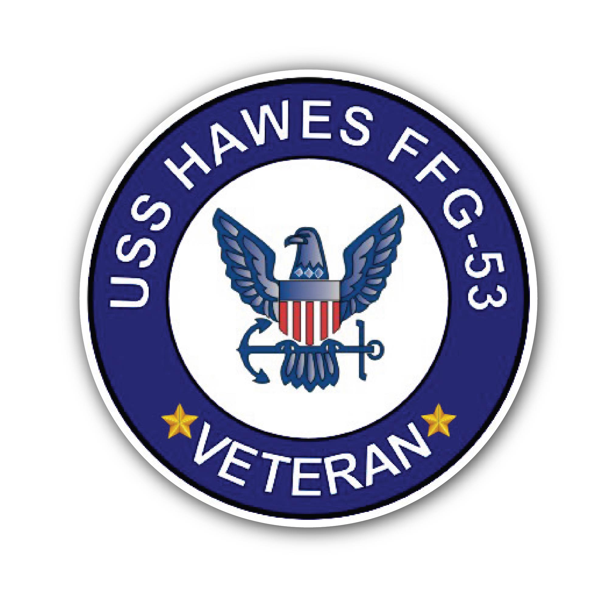 USS Hawes FFG-53 Veteran Sticker, Waterproof Vinyl Decal Sticker Indoor Or Outdoor 2 (Pieces) 3" and 5"