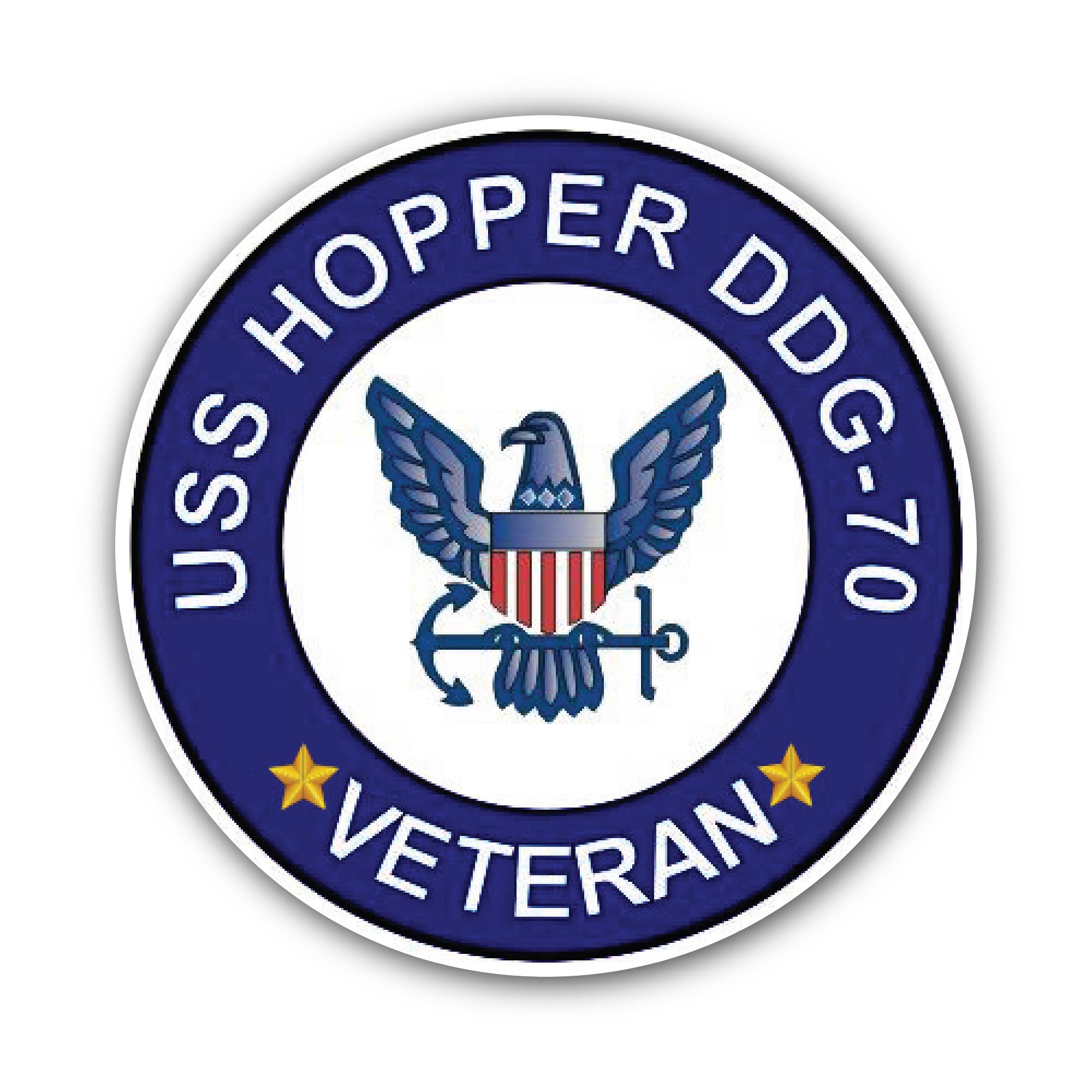 USS Hopper DDG-70 Veteran Sticker, Waterproof Vinyl Decal Sticker Indoor Or Outdoor 2 (Pieces) 3" and 5"