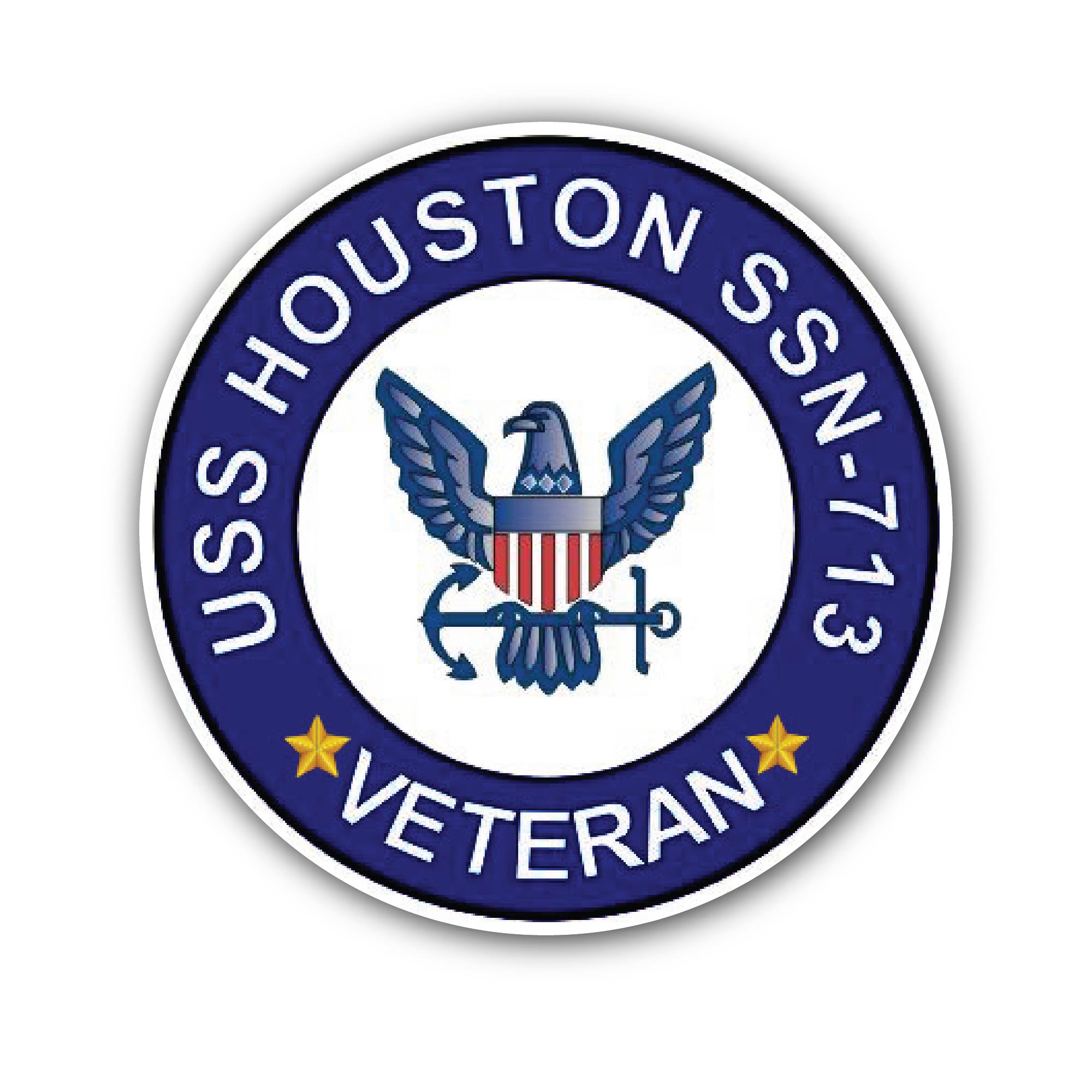USS Houston SSN-713 Veteran Sticker, Waterproof Vinyl Decal Sticker Indoor Or Outdoor 2 (Pieces) 3" and 5"